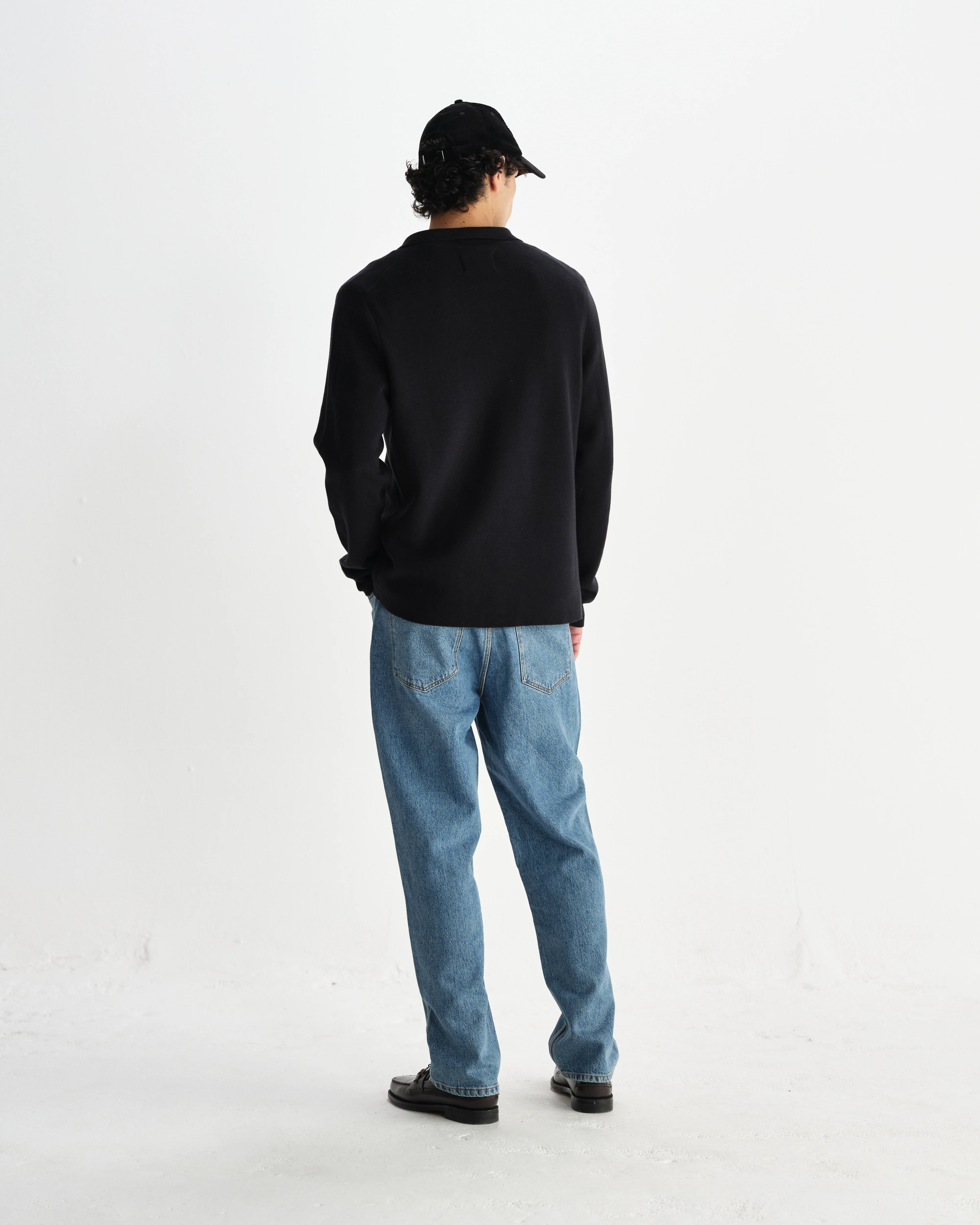 Carter - Black Open Collar Milano Knit Polo - Image 6