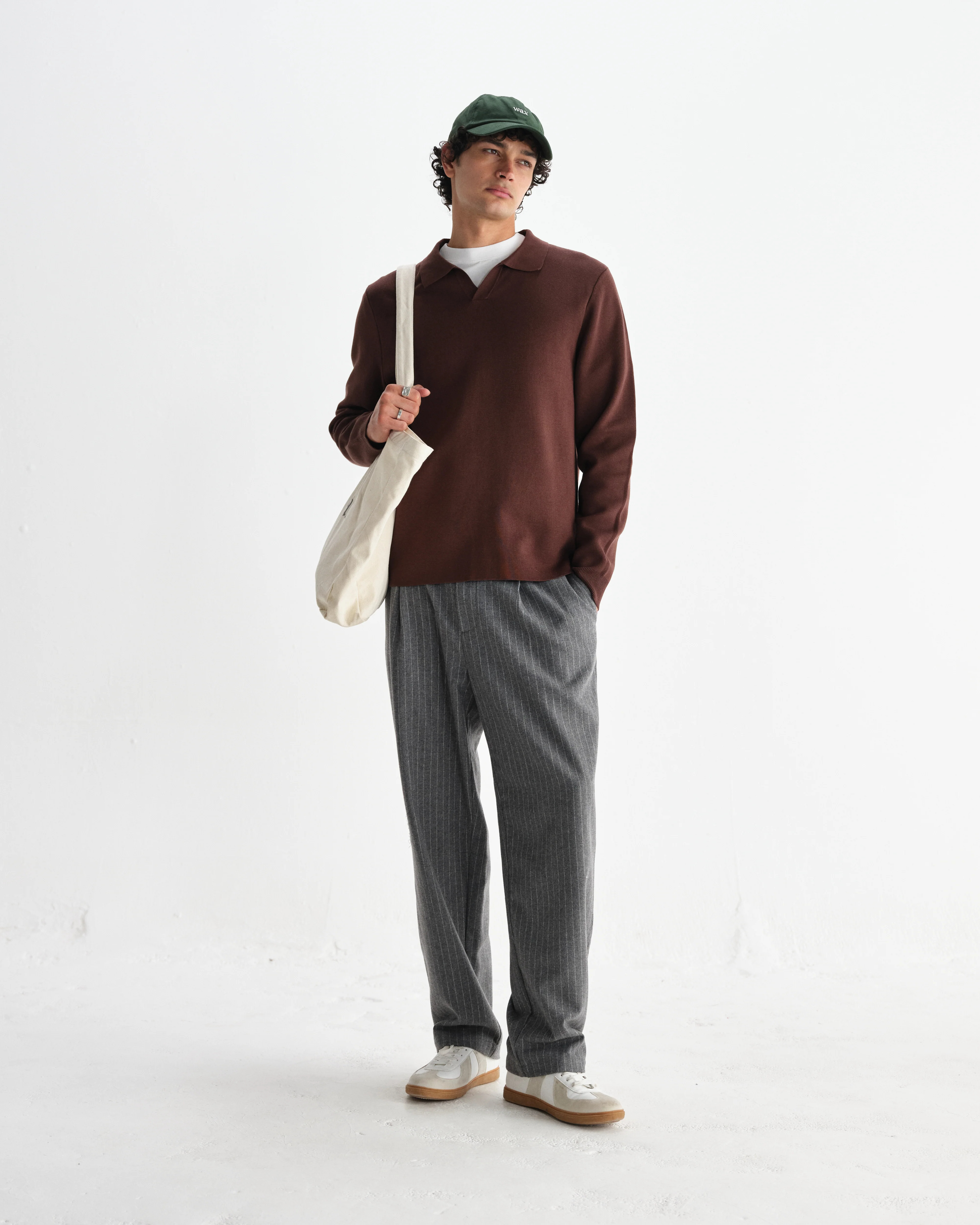 Carter - Brown Open Collar Milano Knit Polo - Image 4