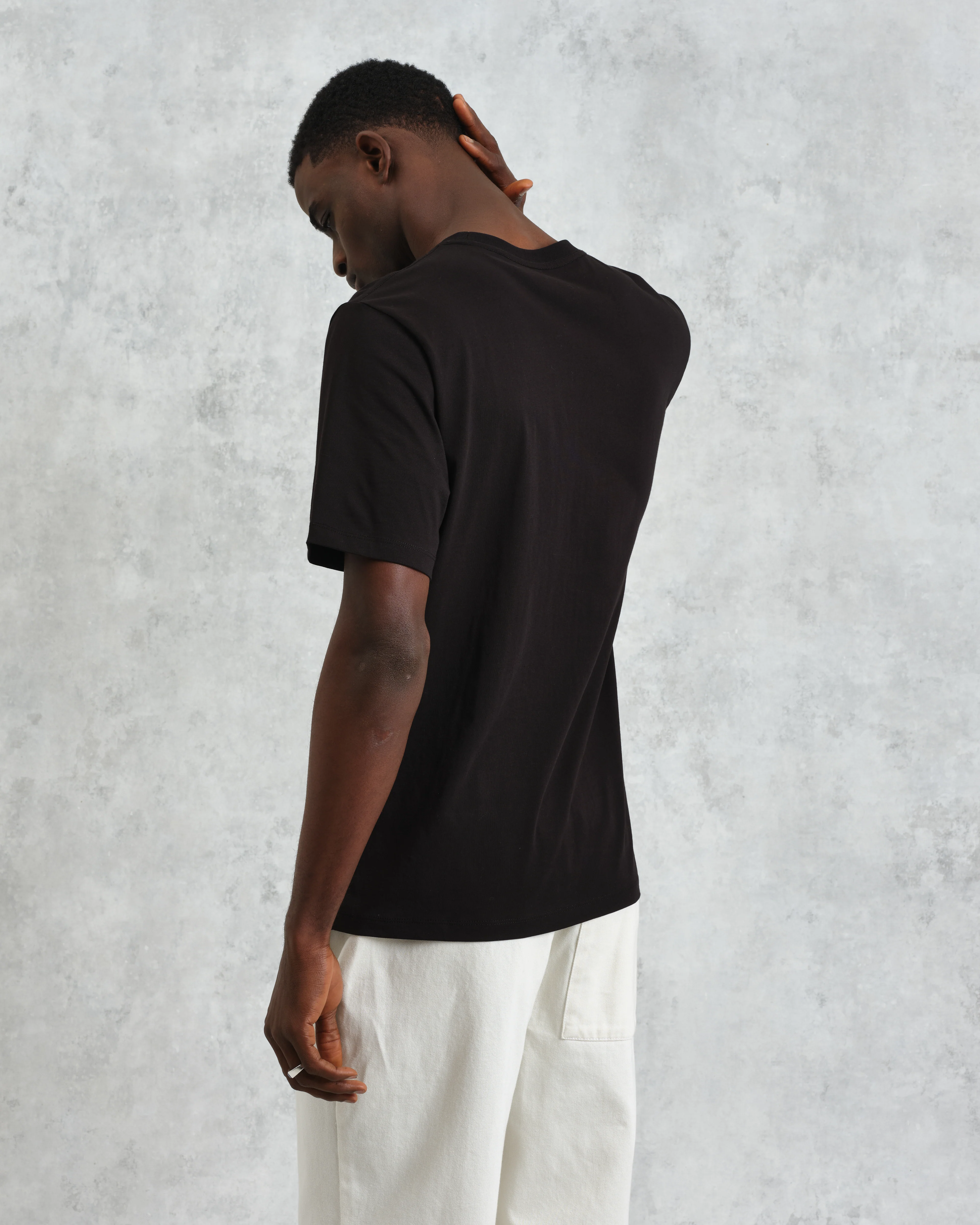 Dean - Black Embroidered Logo Organic Cotton T-Shirt - Image 7