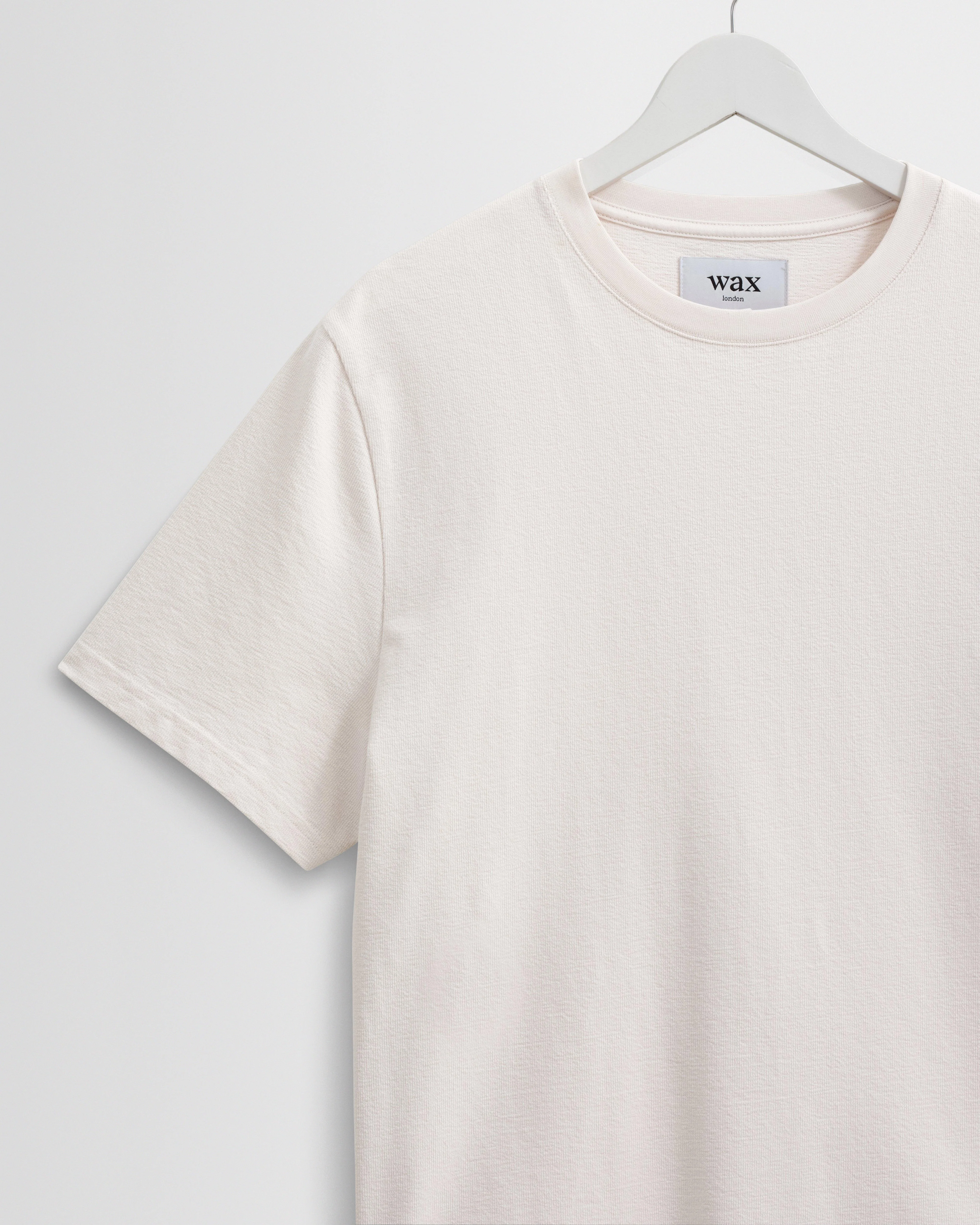 Dean - Ecru Textured Organic Cotton T-Shirt - Image 7