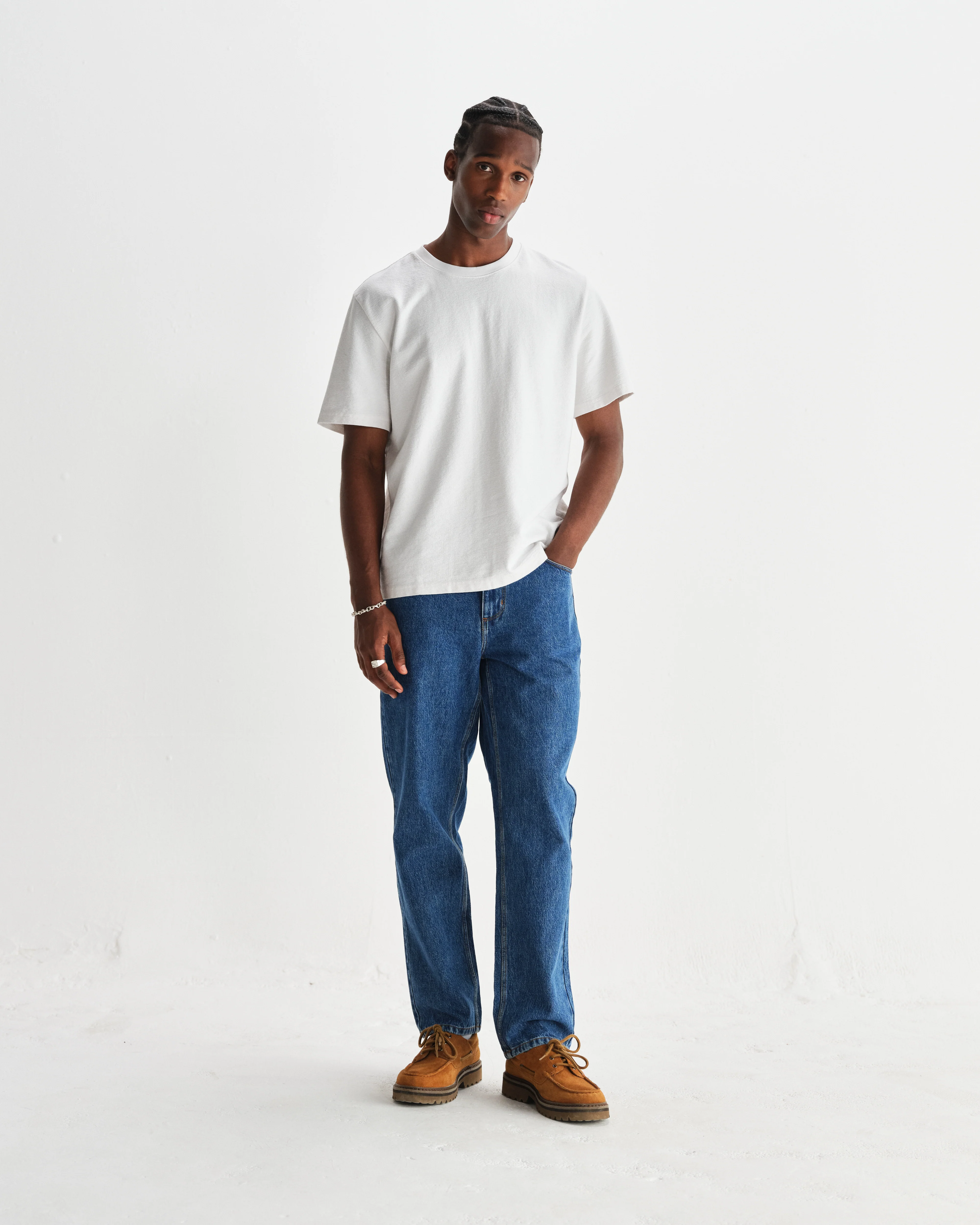 Dean - White Textured Organic Cotton T-Shirt - Image 4