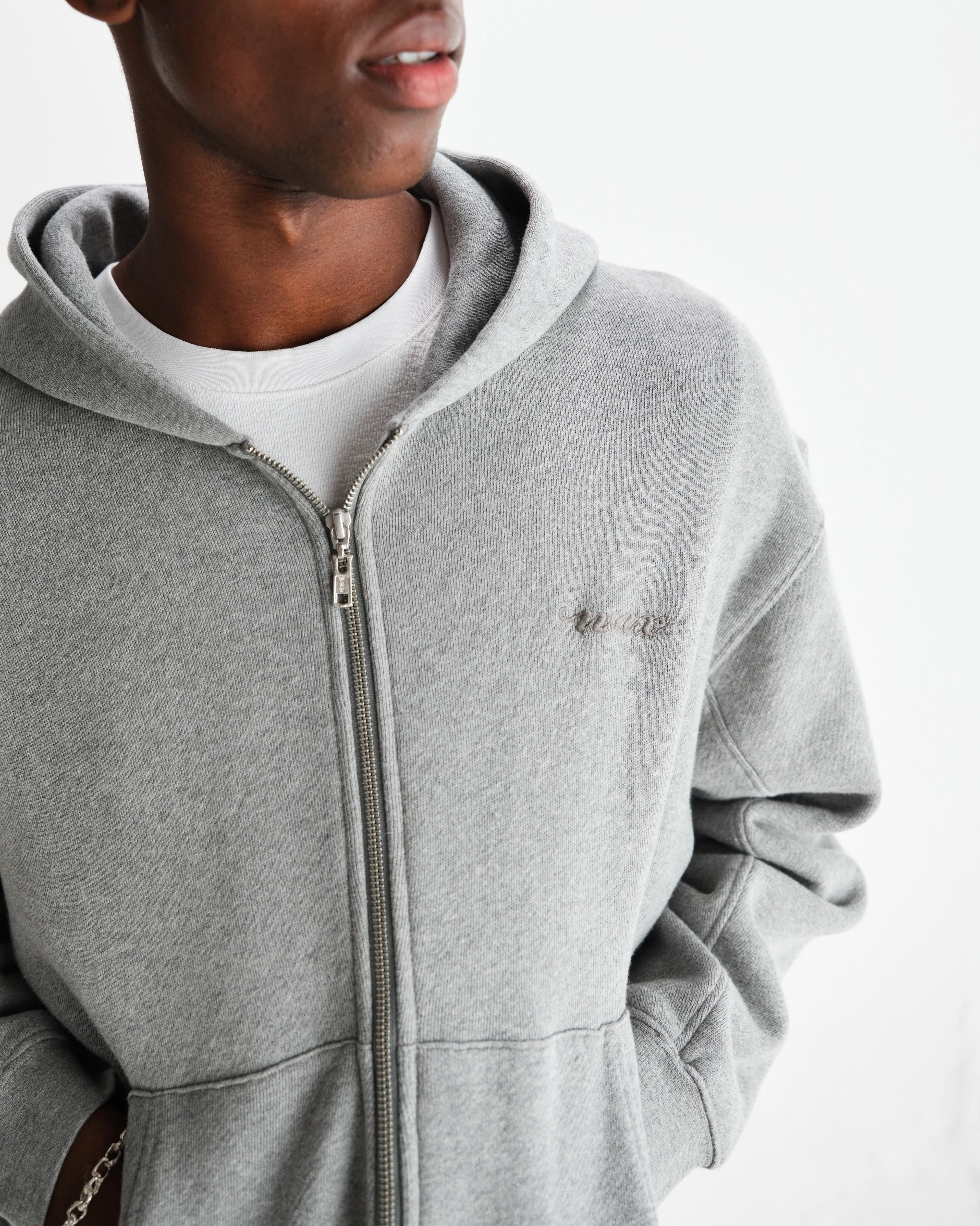 Harris - Grey Embroidered Logo Loopback Cotton Hoodie - Image 3