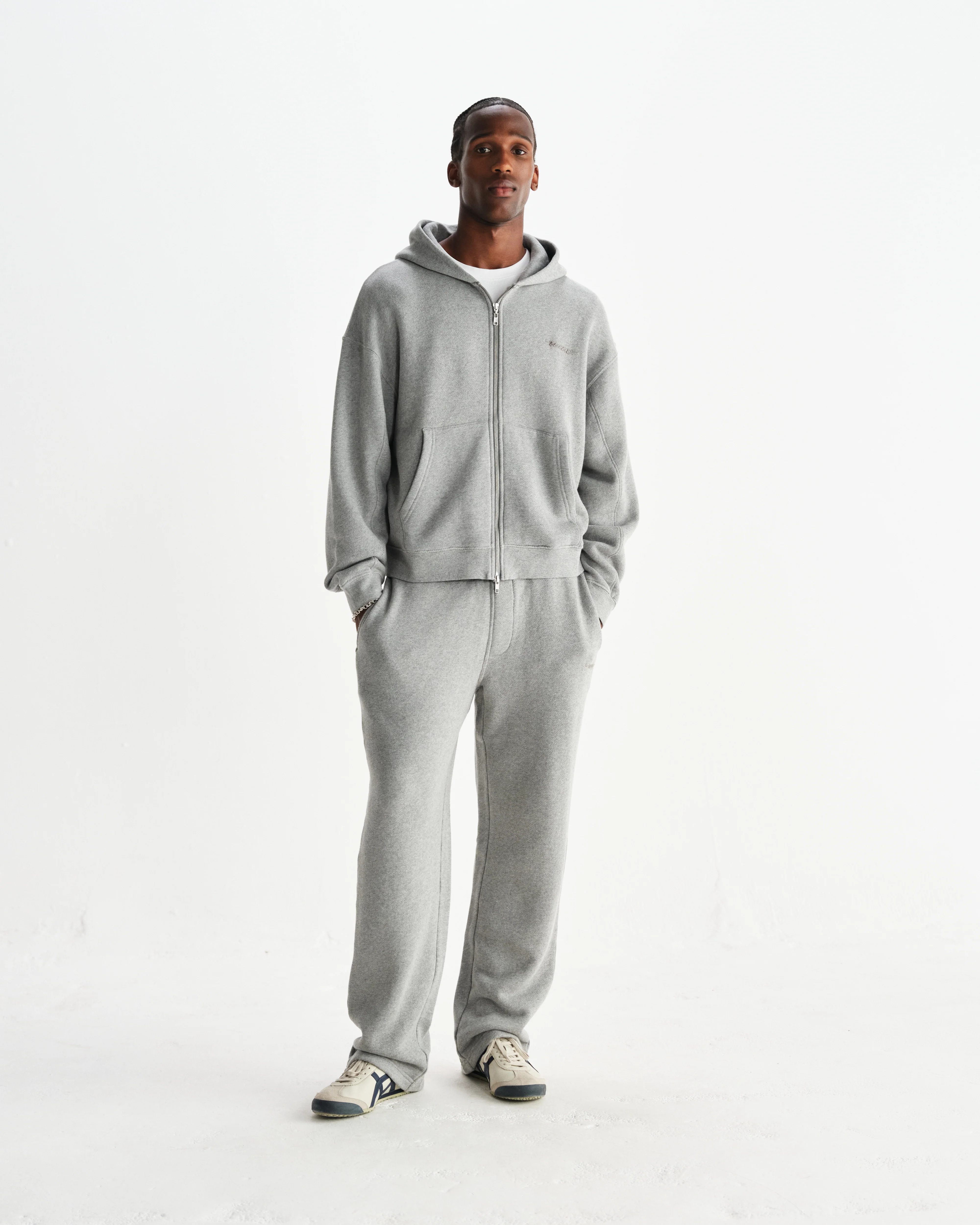 Harris - Grey Embroidered Logo Loopback Cotton Hoodie - Image 4