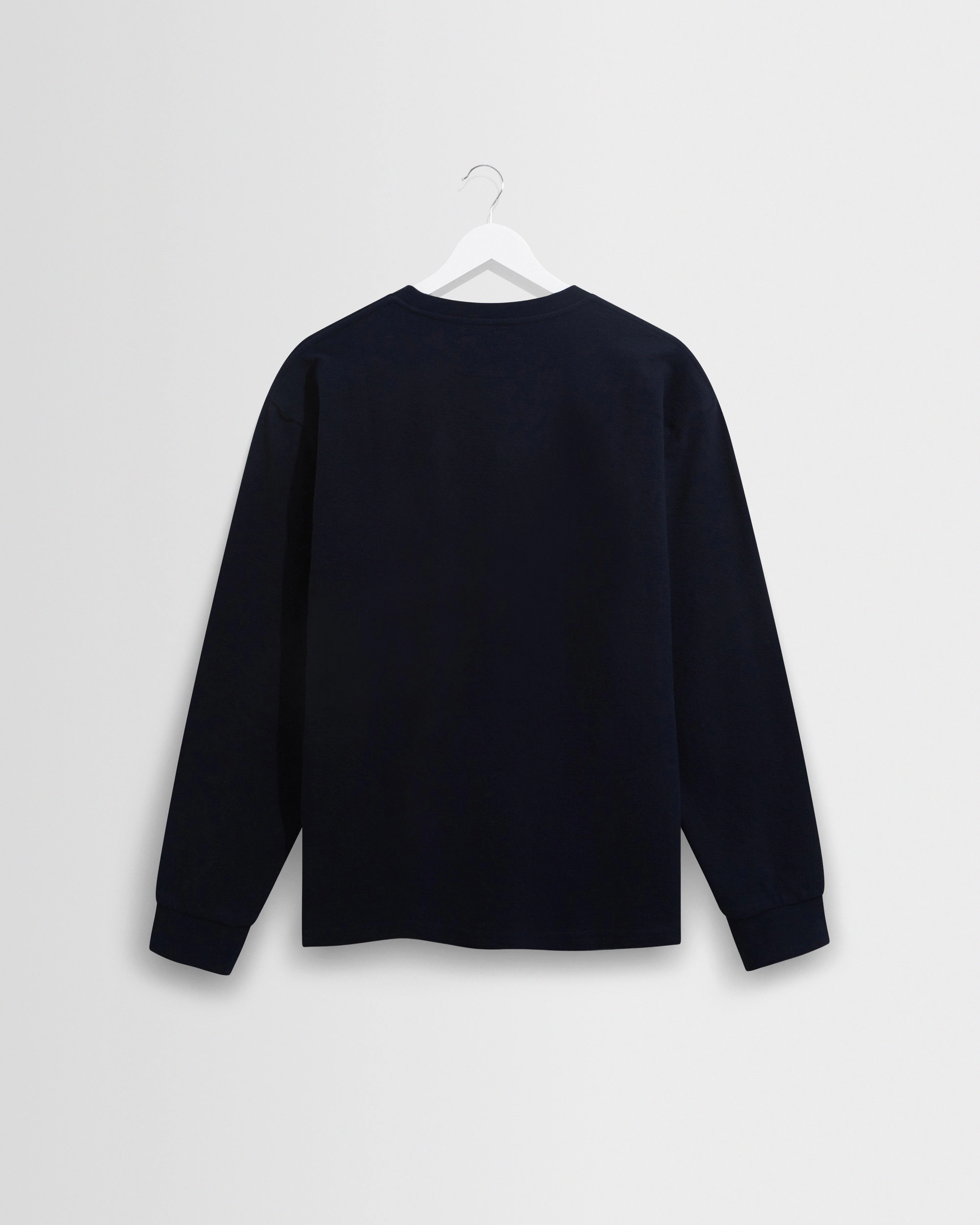 Hayden - Navy Textured Organic Cotton Long Sleeve T-Shirt - Image 8