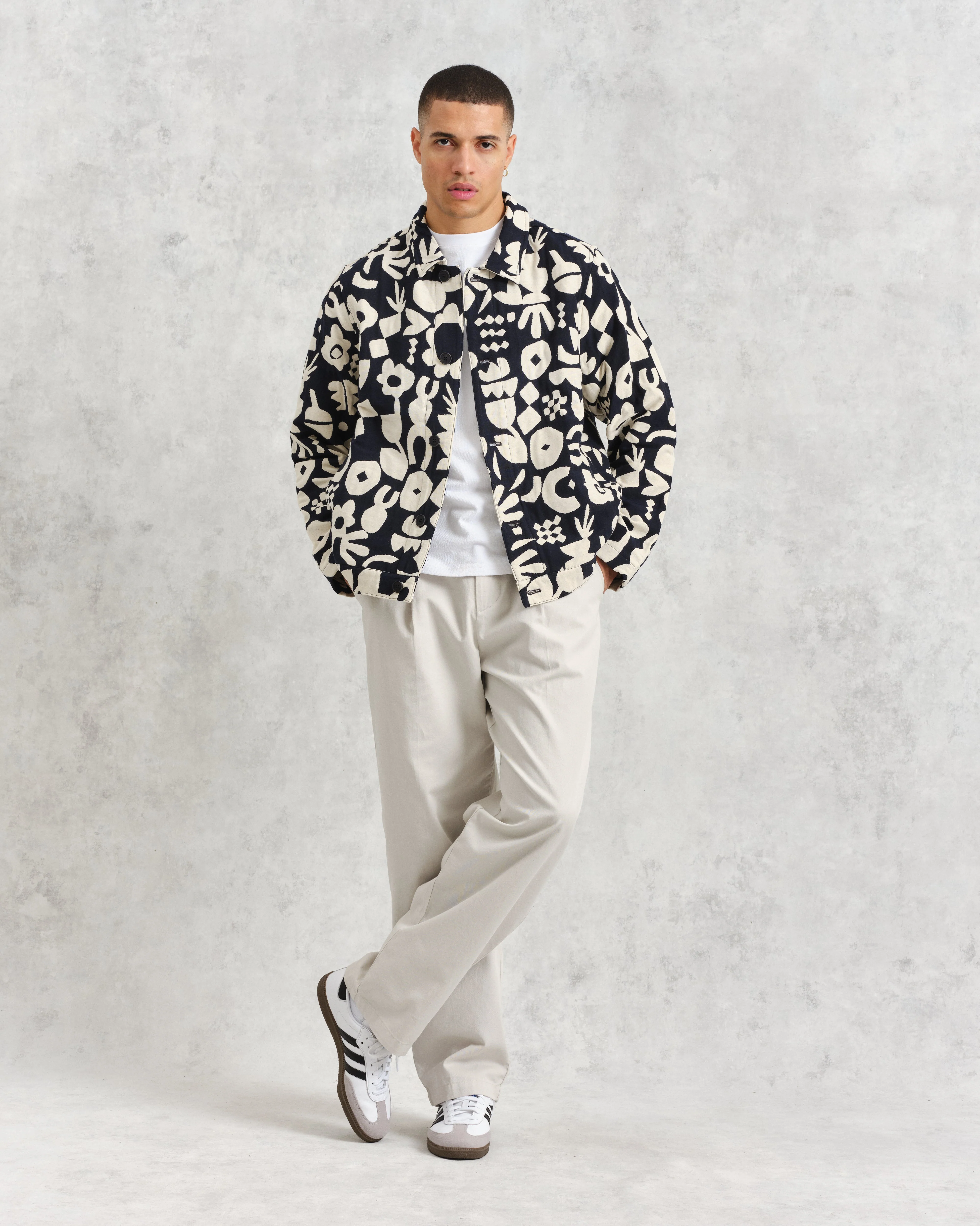 Iggy - Navy And Ecru Spin Jacquard Jacket - Image 4
