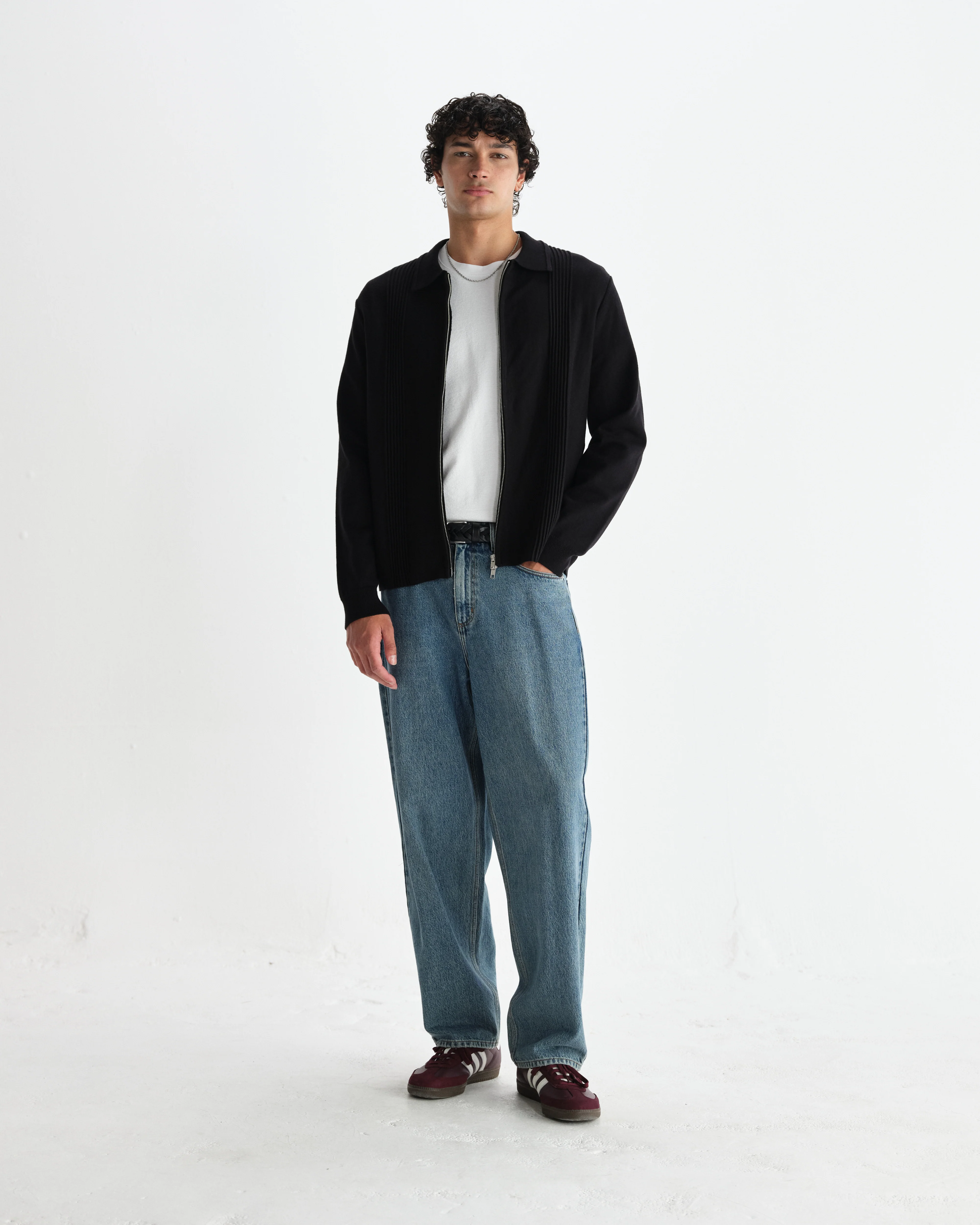 Lennox - Black Milano Stripe Knitted Polo - Image 4