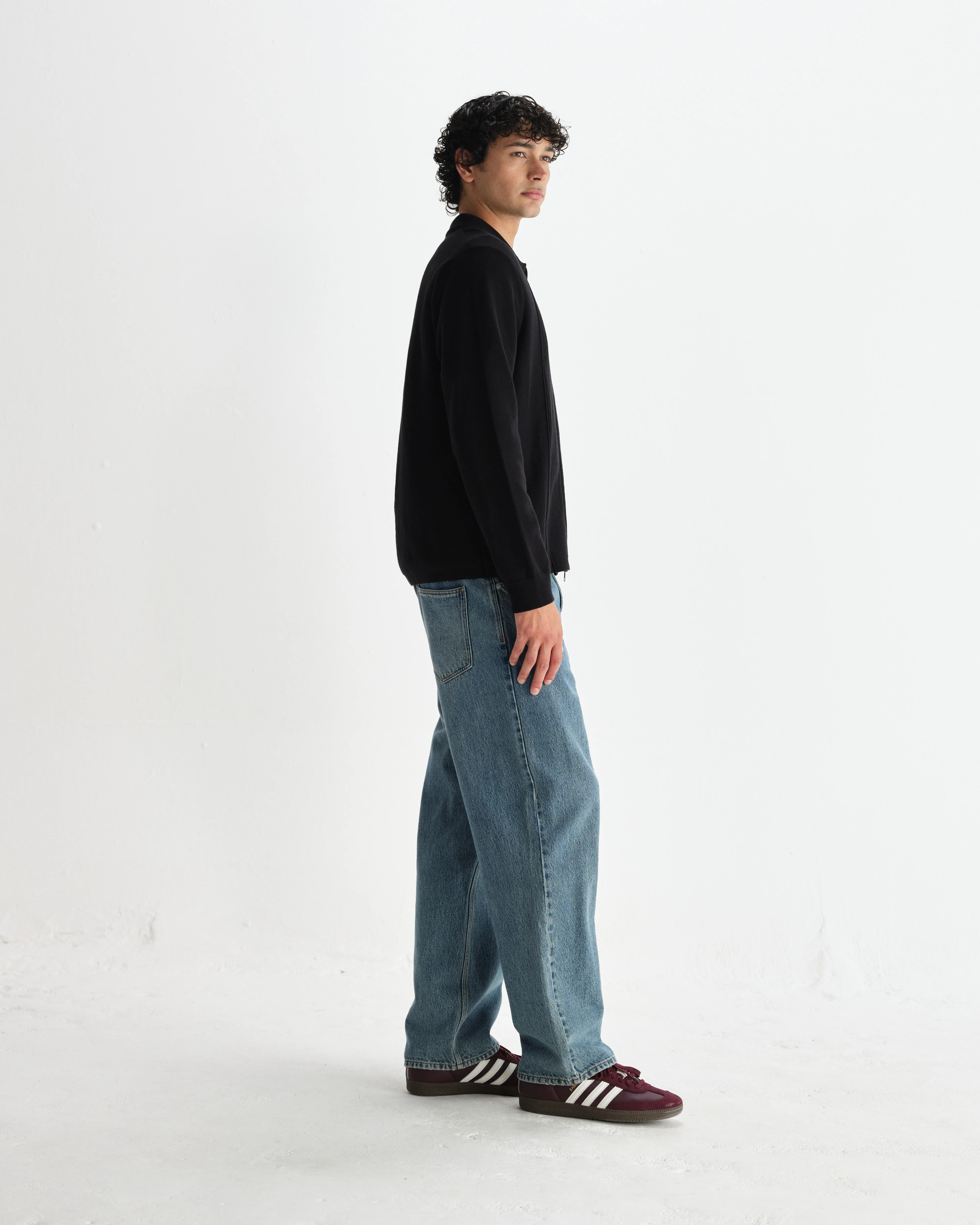 Lennox - Black Milano Stripe Knitted Polo - Image 5