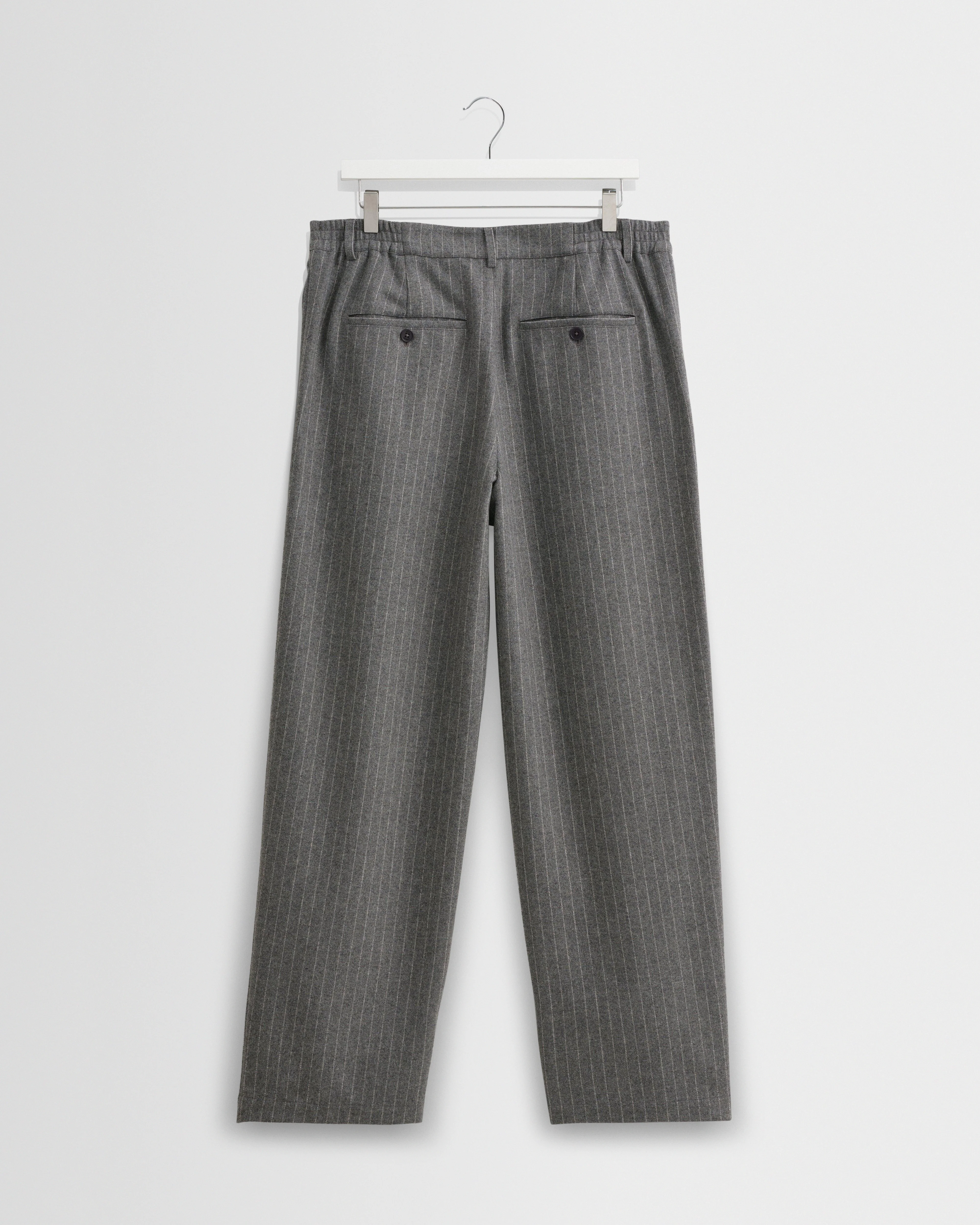Malham - Charcoal Grey Pinstripe Wool Trousers - Image 8