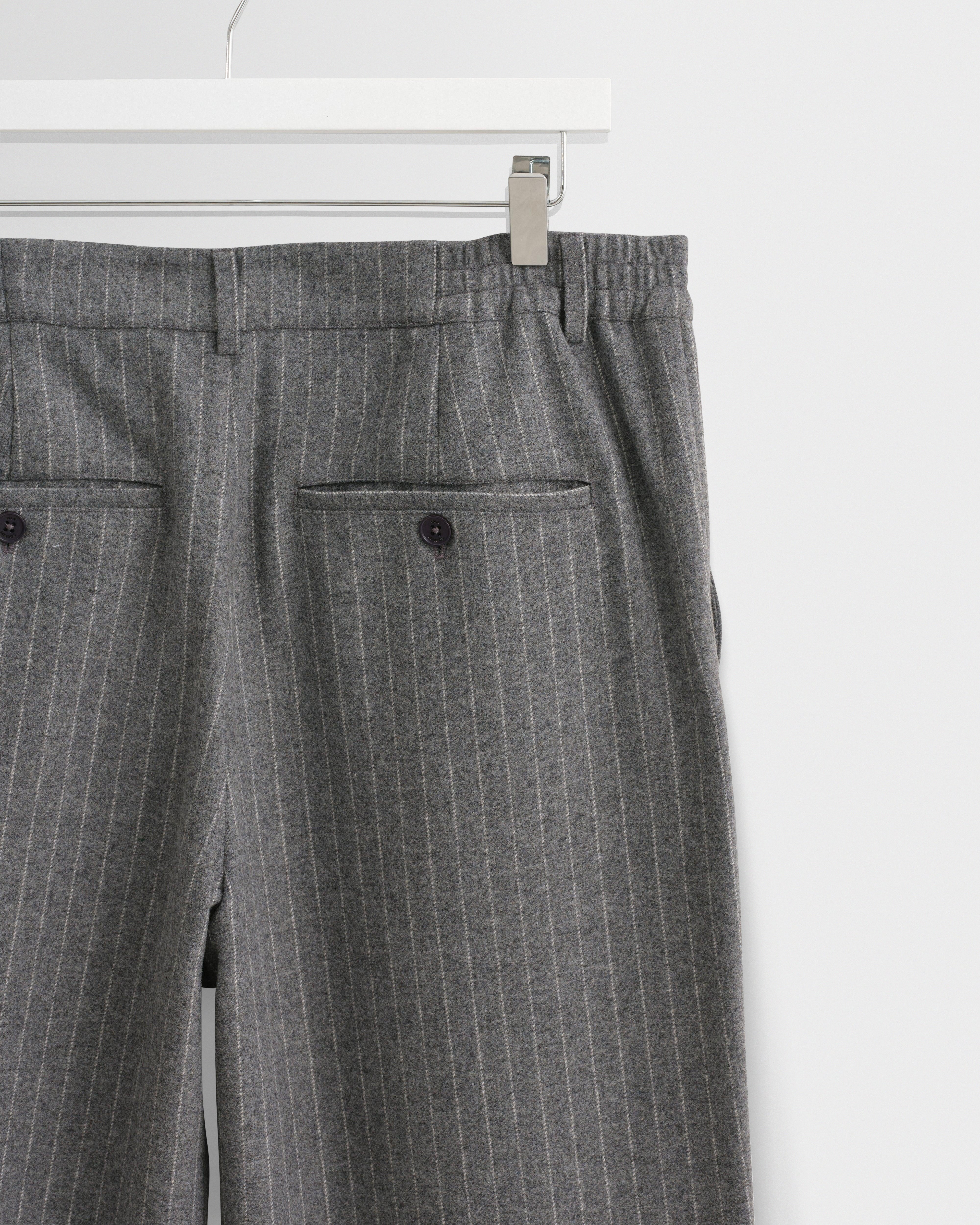 Malham - Charcoal Grey Pinstripe Wool Trousers - Image 9
