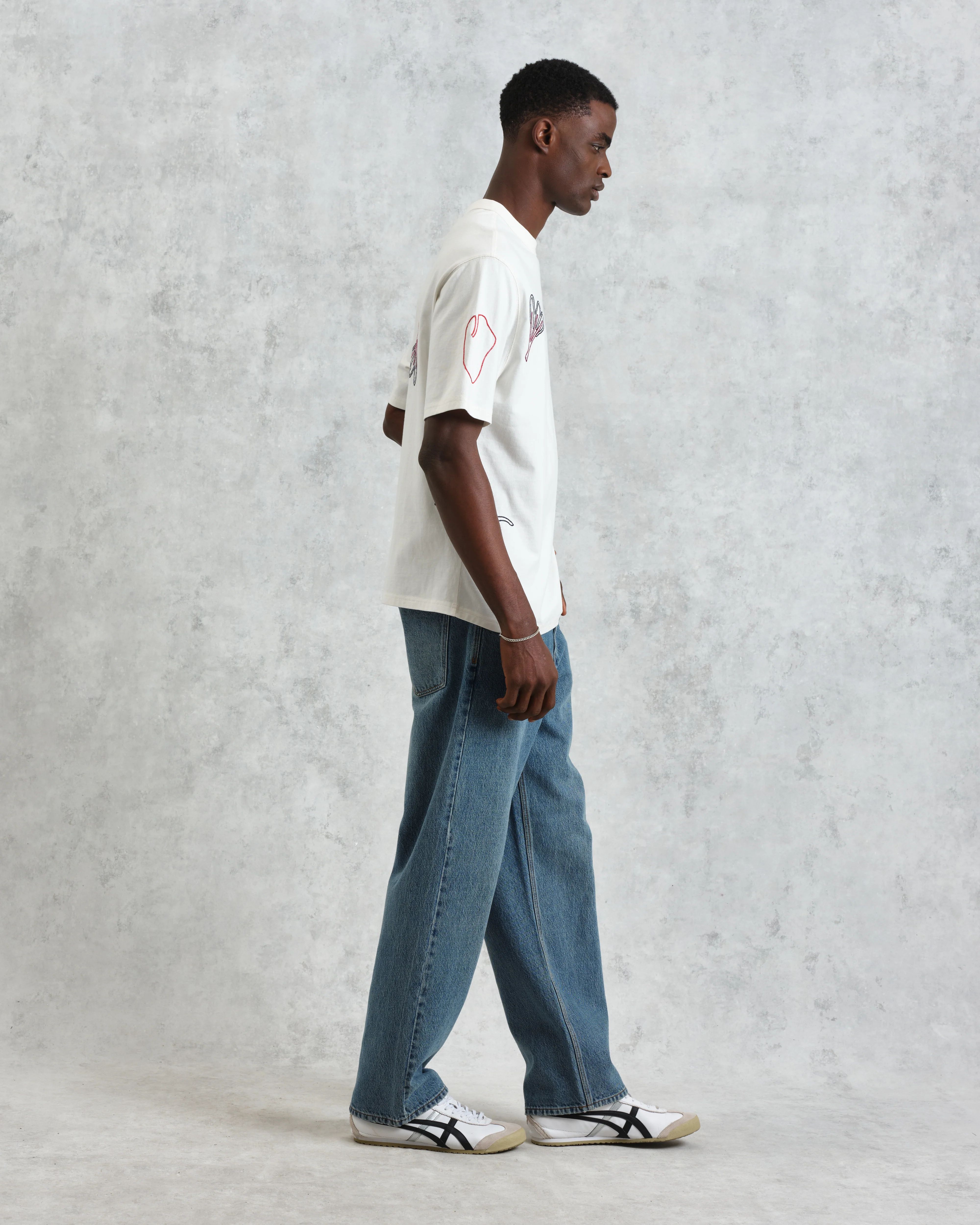 Milton - Ecru Embroidered Organic Cotton T-Shirt - Image 7