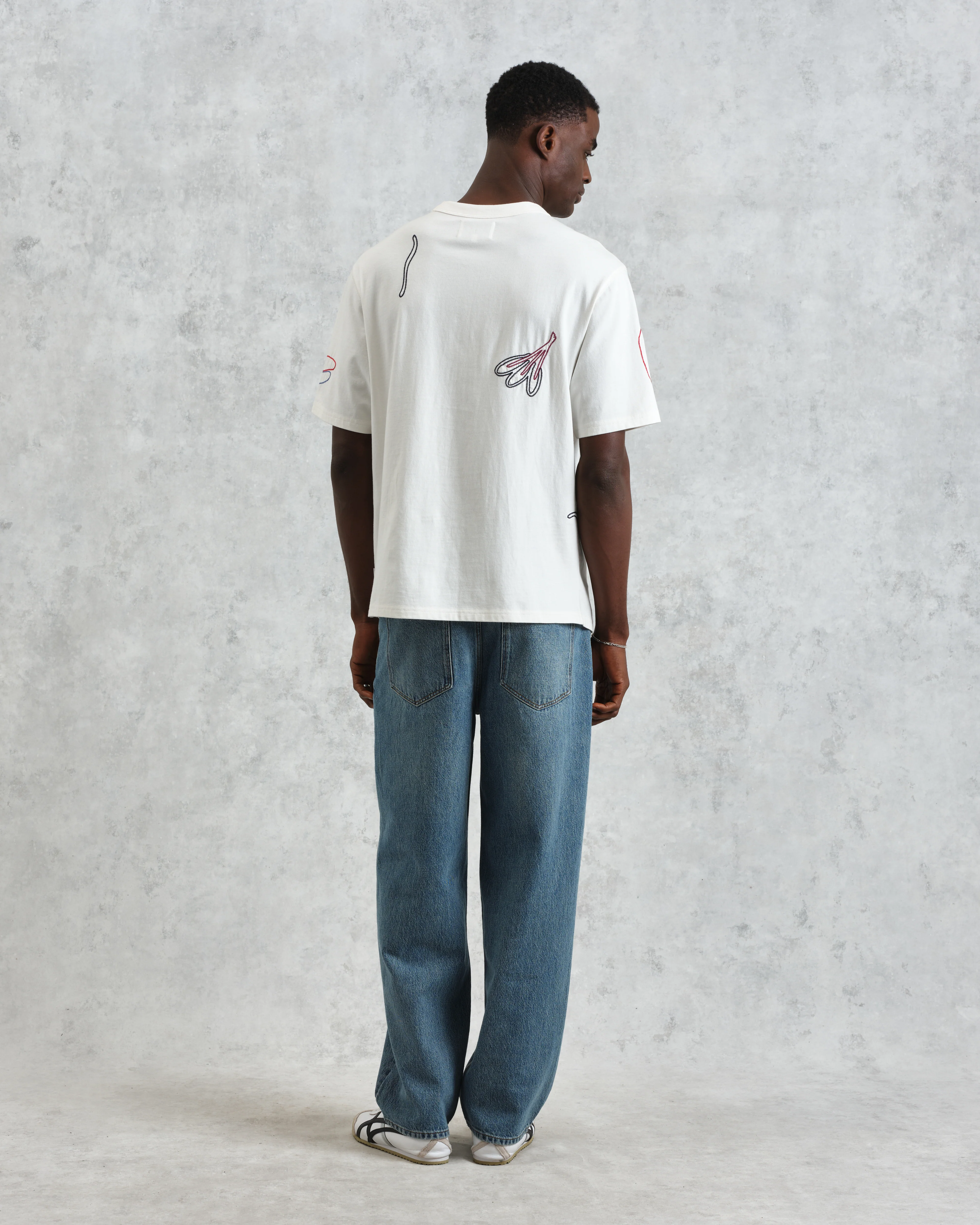 Milton - Ecru Embroidered Organic Cotton T-Shirt - Image 8