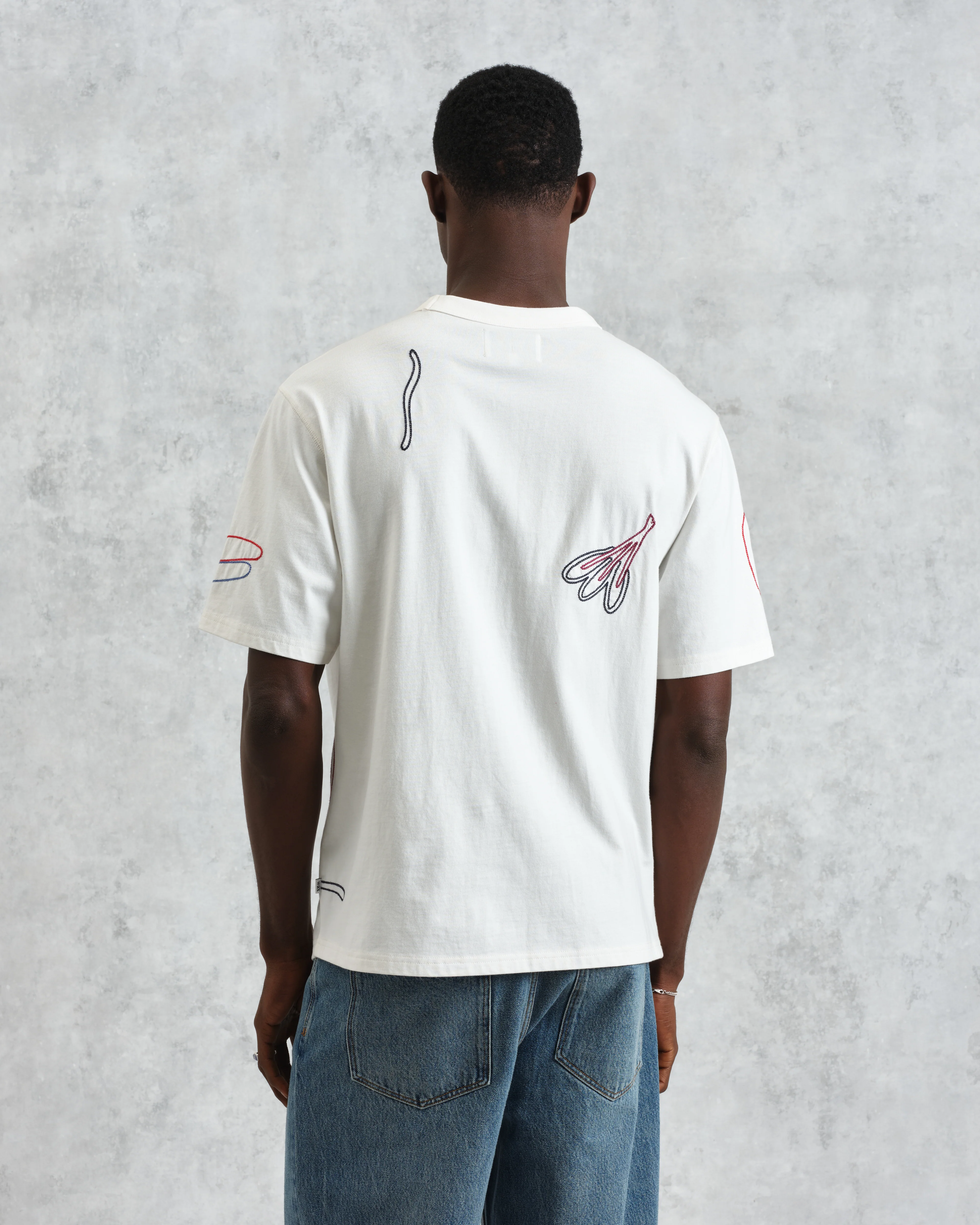 Milton - Ecru Embroidered Organic Cotton T-Shirt - Image 9