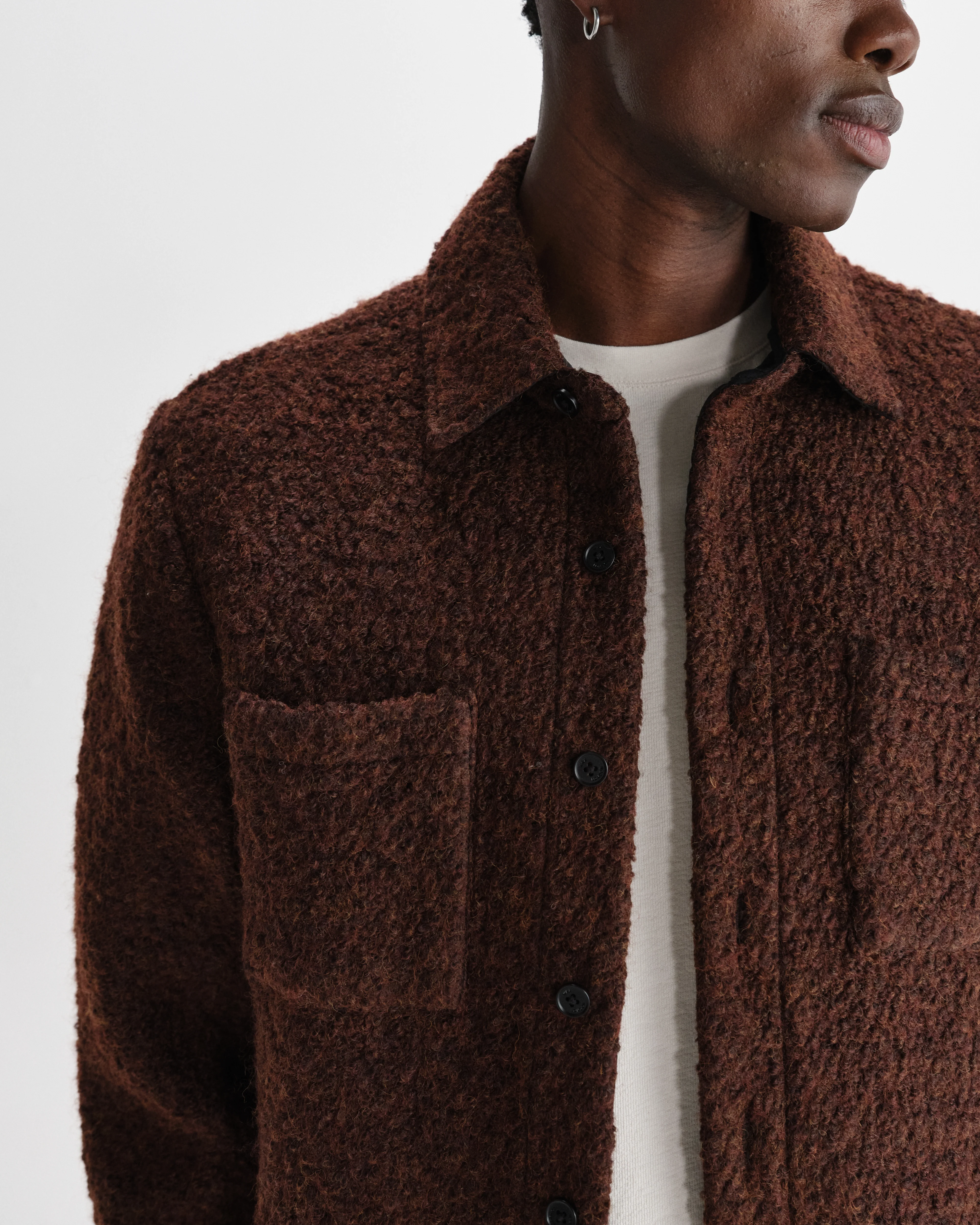 Mount - Brown Reversible Boucle Wool Overshirt - Image 3