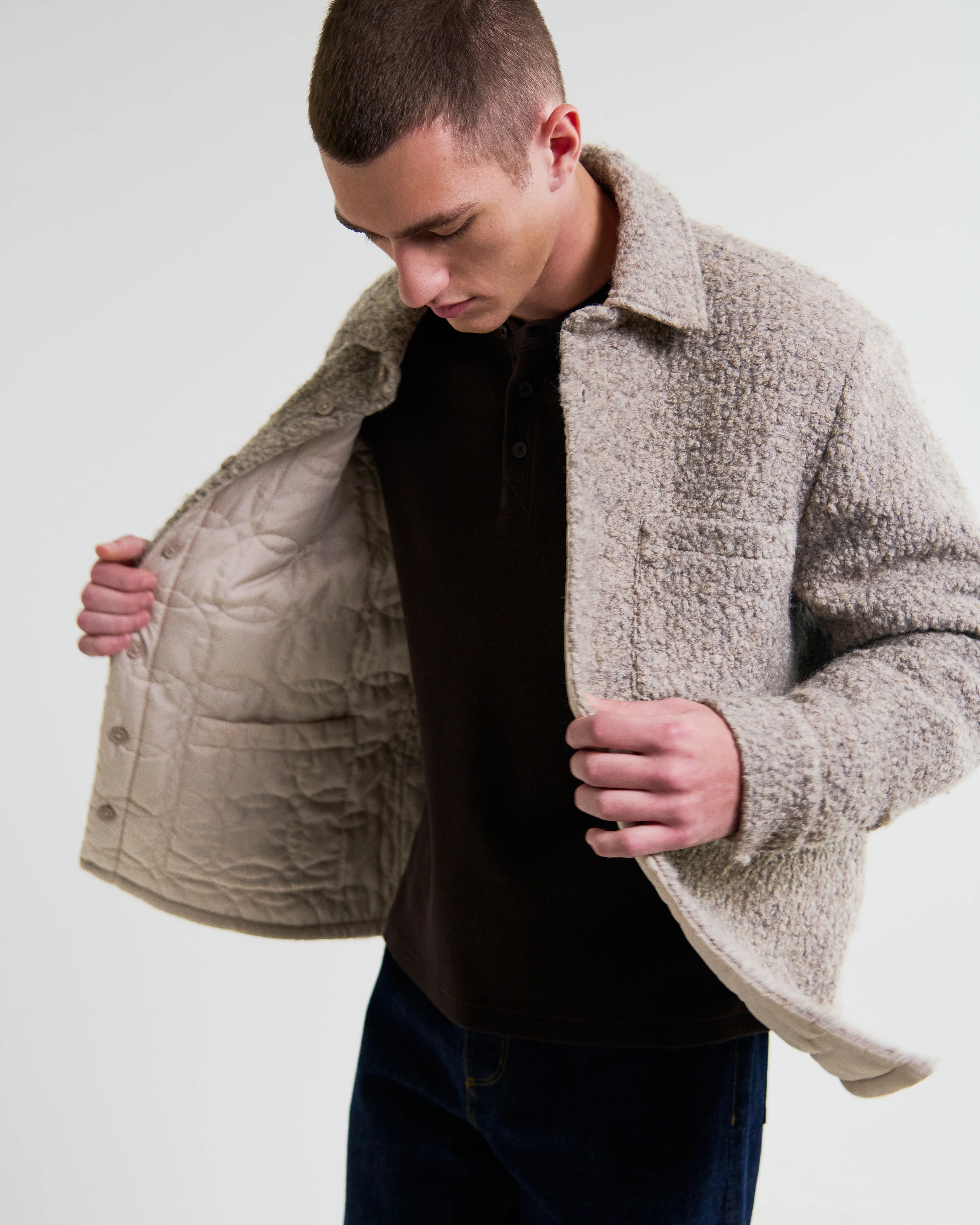 Mount - Natural Reversible Boucle Wool Overshirt - Image 4