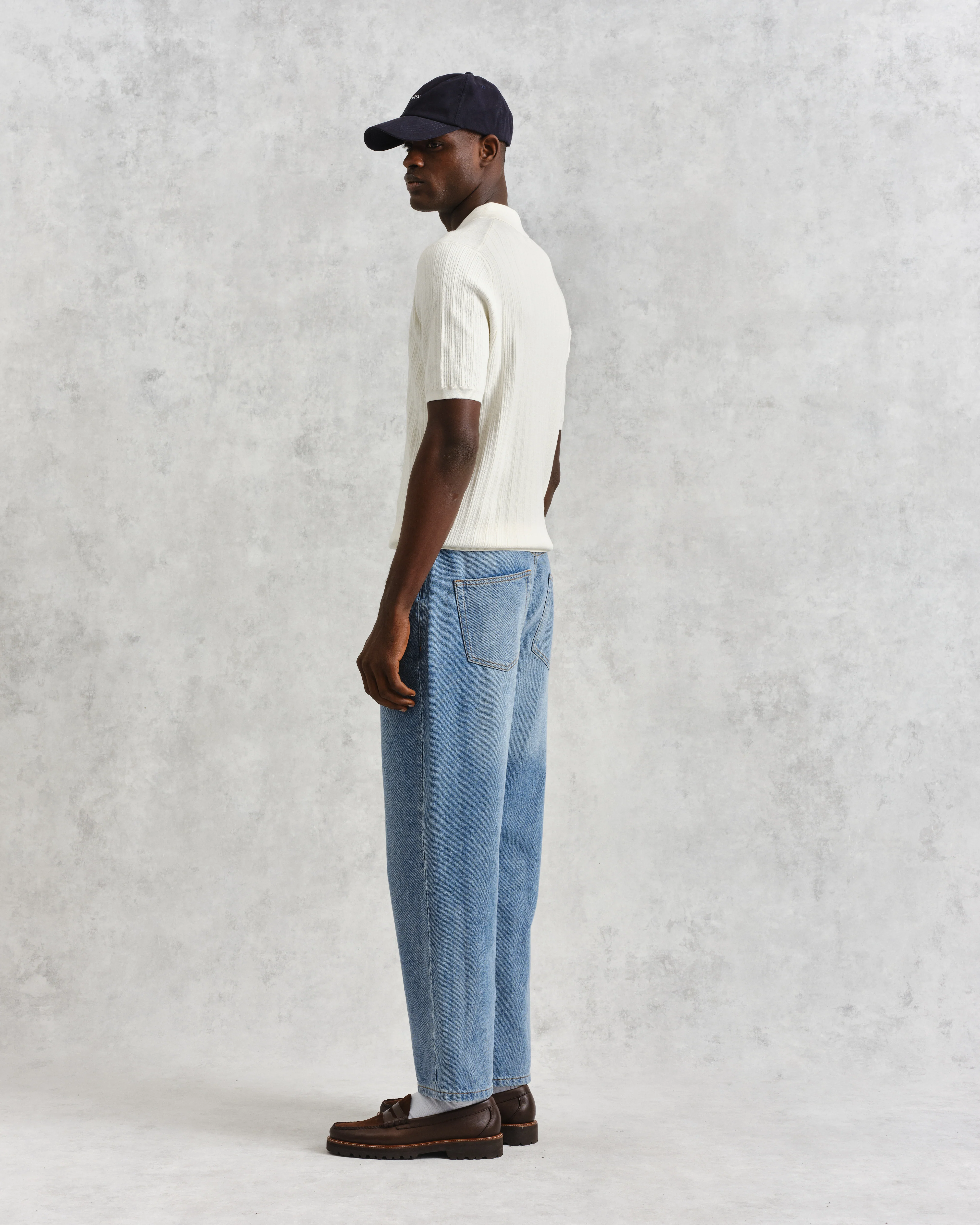 Naples - Ecru Textured Knitted Polo Shirt - Image 6