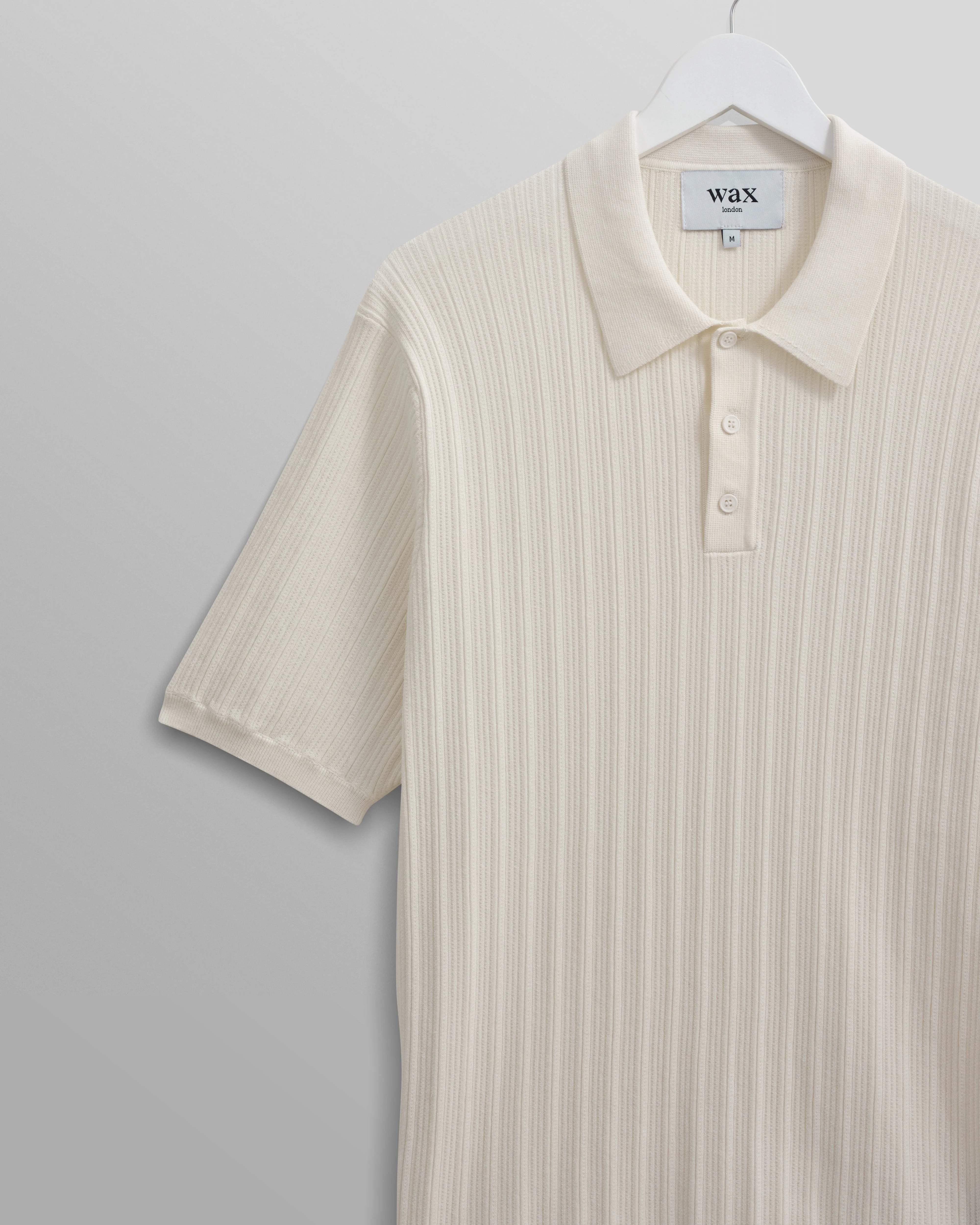 Naples - Ecru Textured Knitted Polo Shirt - Image 8