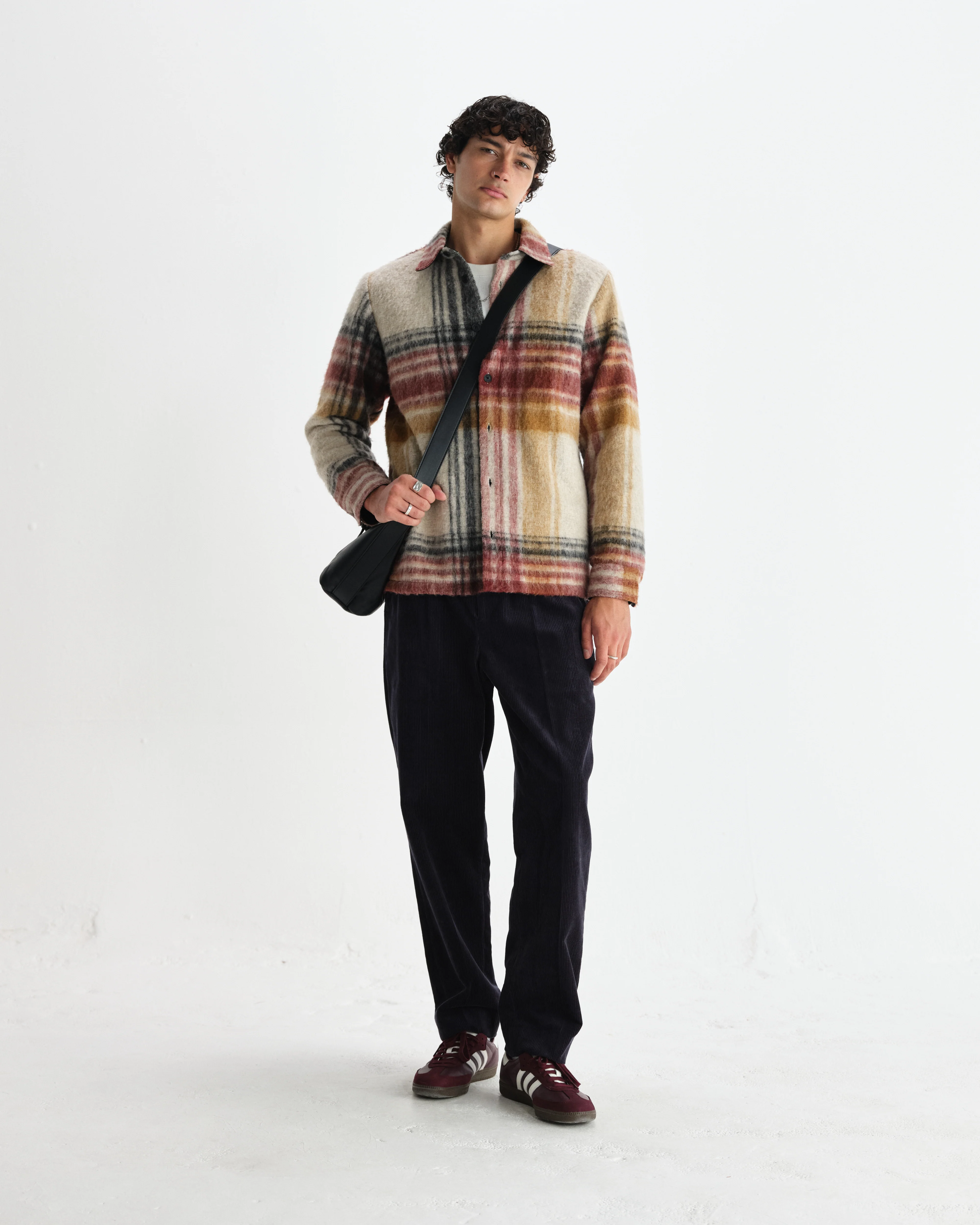 Nolan - Natural And Multicolour Check Wool Overshirt - Image 4