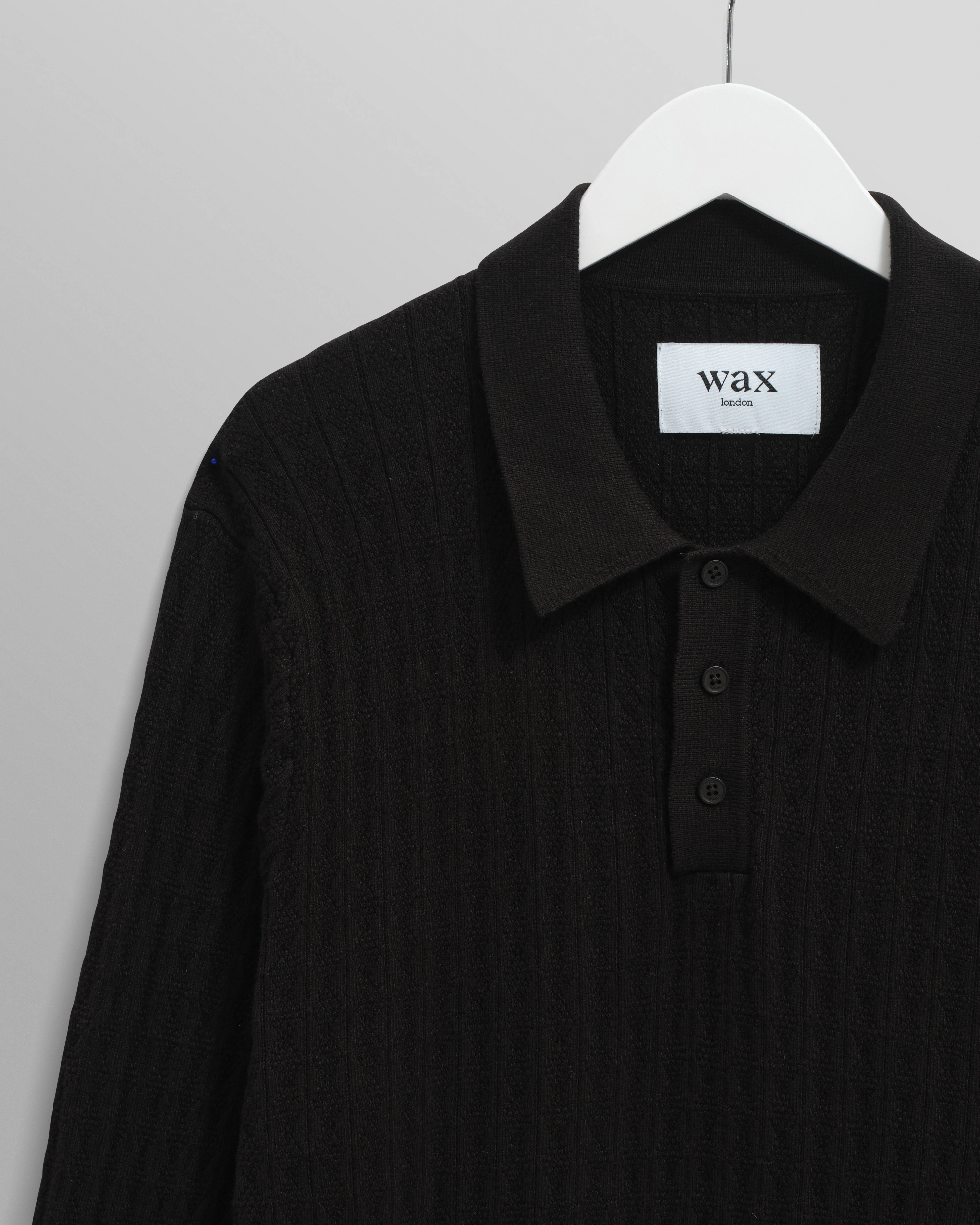Oban - Black Diamond Stripe Knitted Polo - Image 7