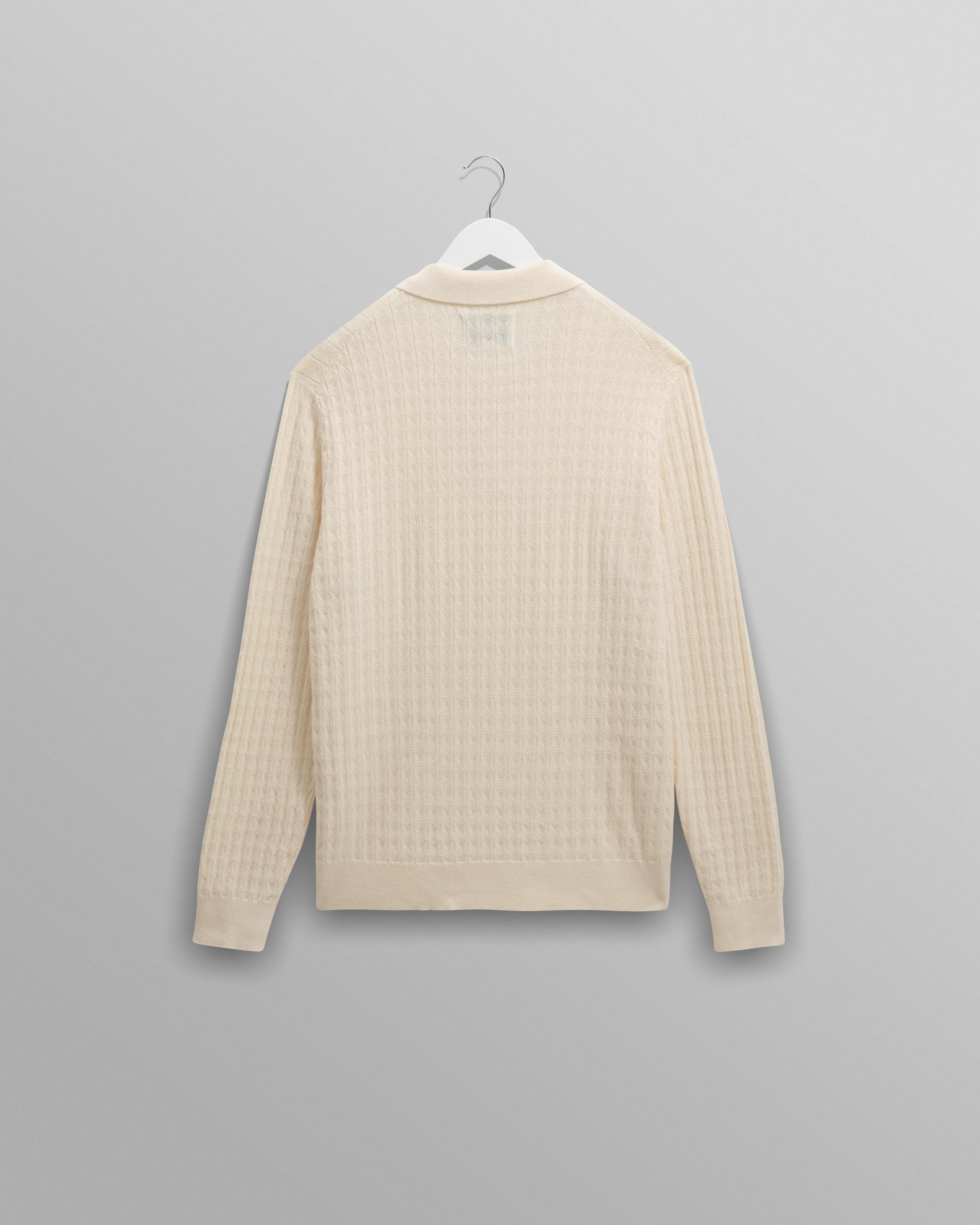 Oban - Ecru Diamond Stripe Knitted Polo - Image 8