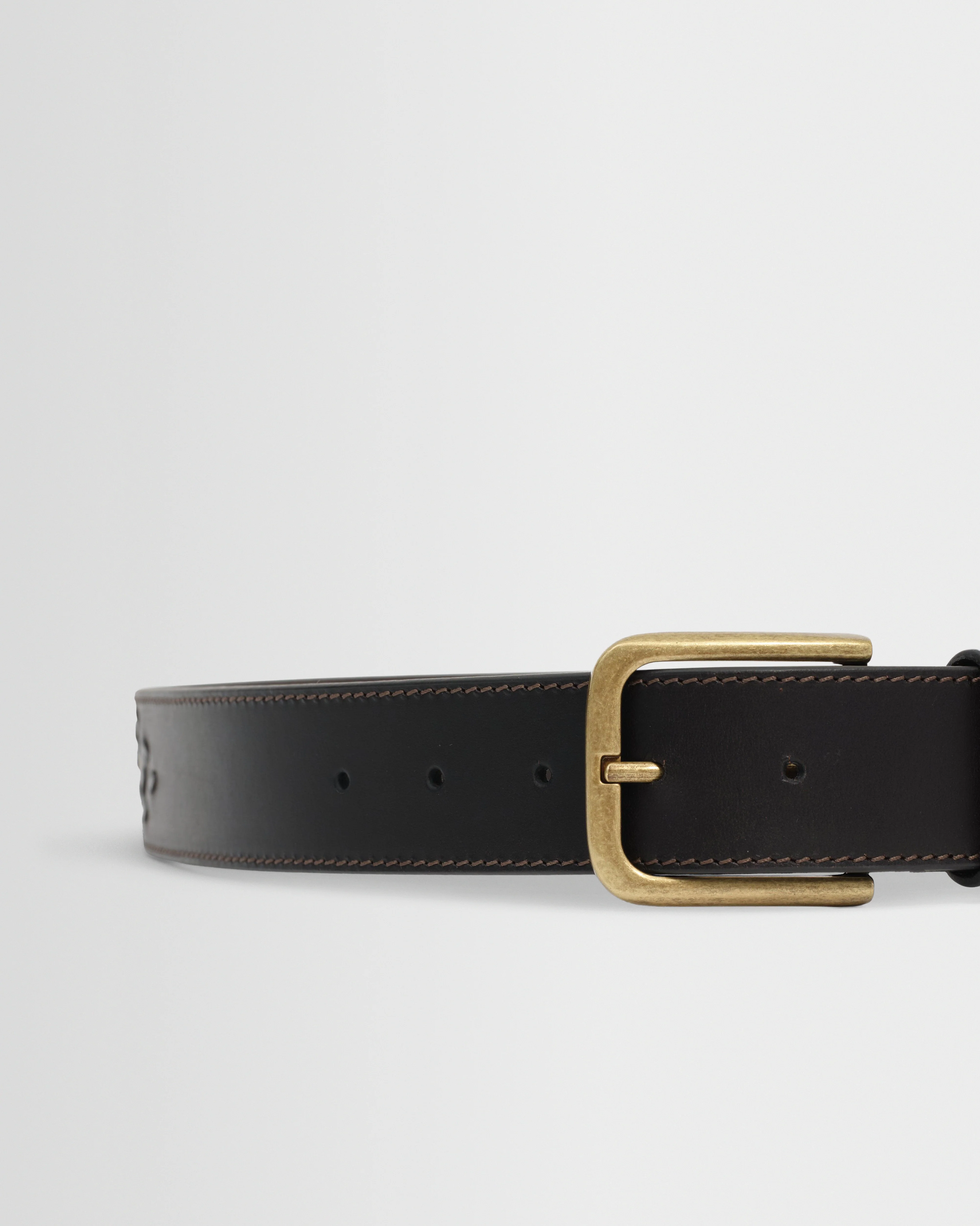 Paton - Dark Brown Embroidered Leather Belt - Image 3