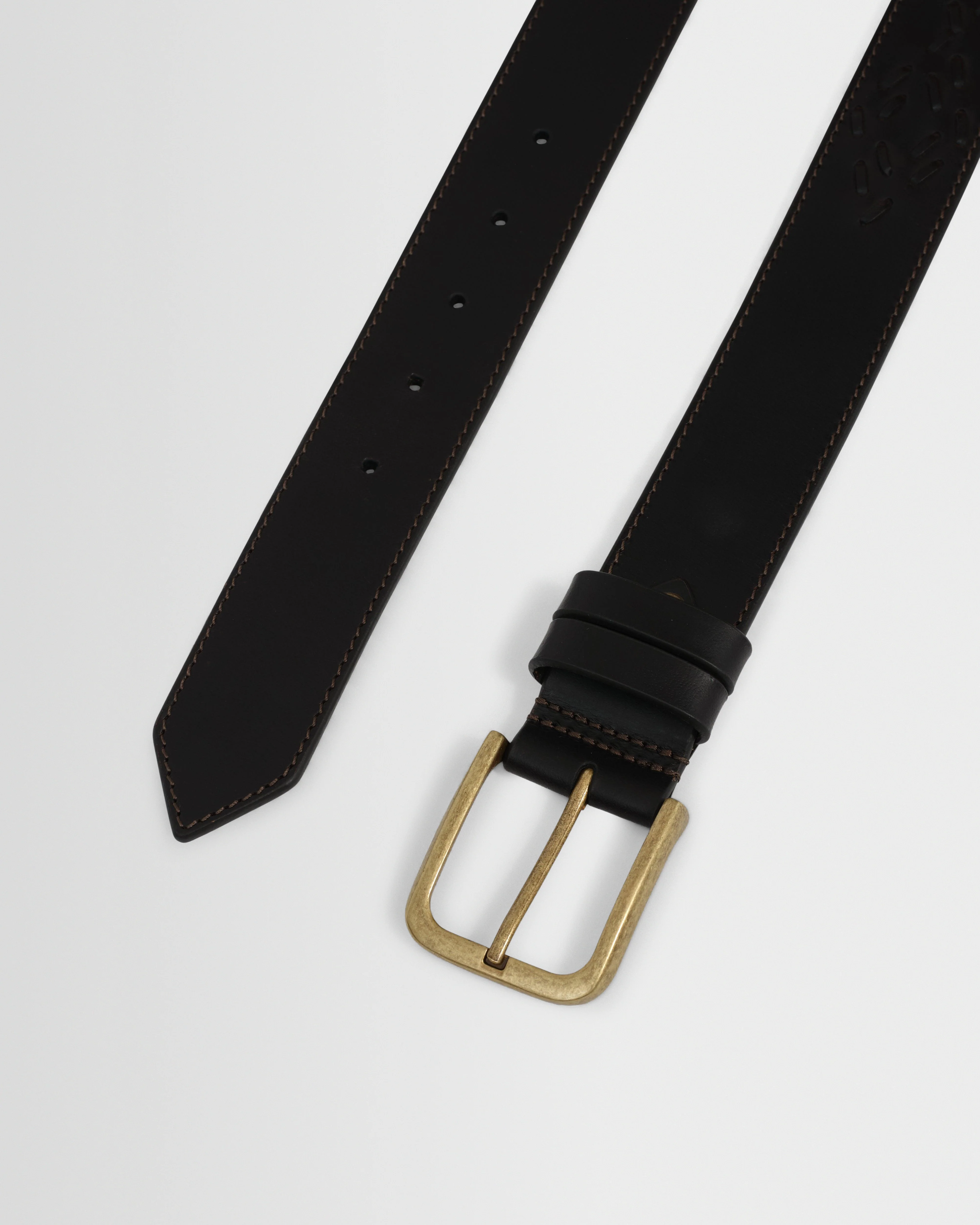 Paton - Dark Brown Embroidered Leather Belt - Image 5