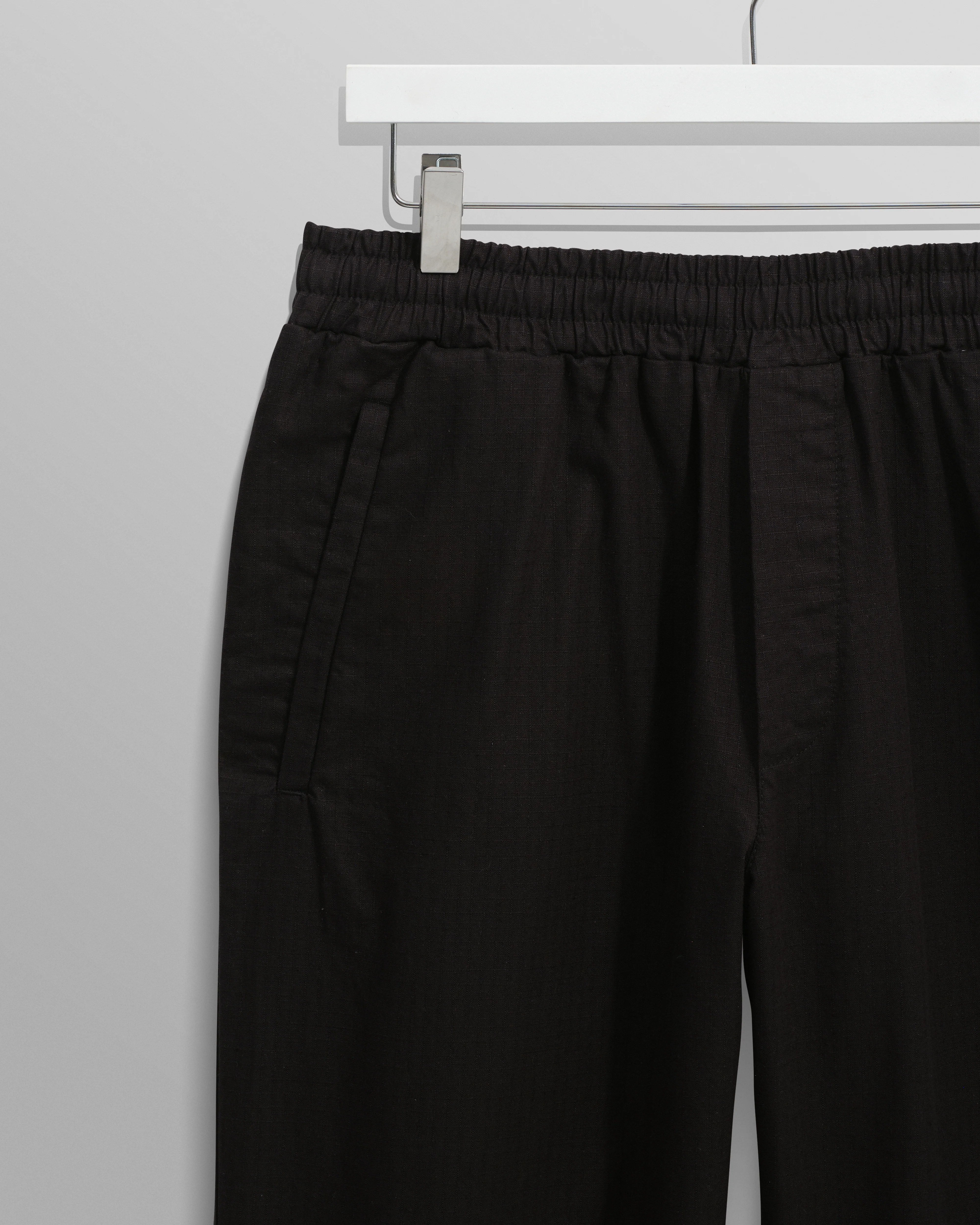 Tyne - Black Cotton-Linen Ripstop Trousers - Image 8