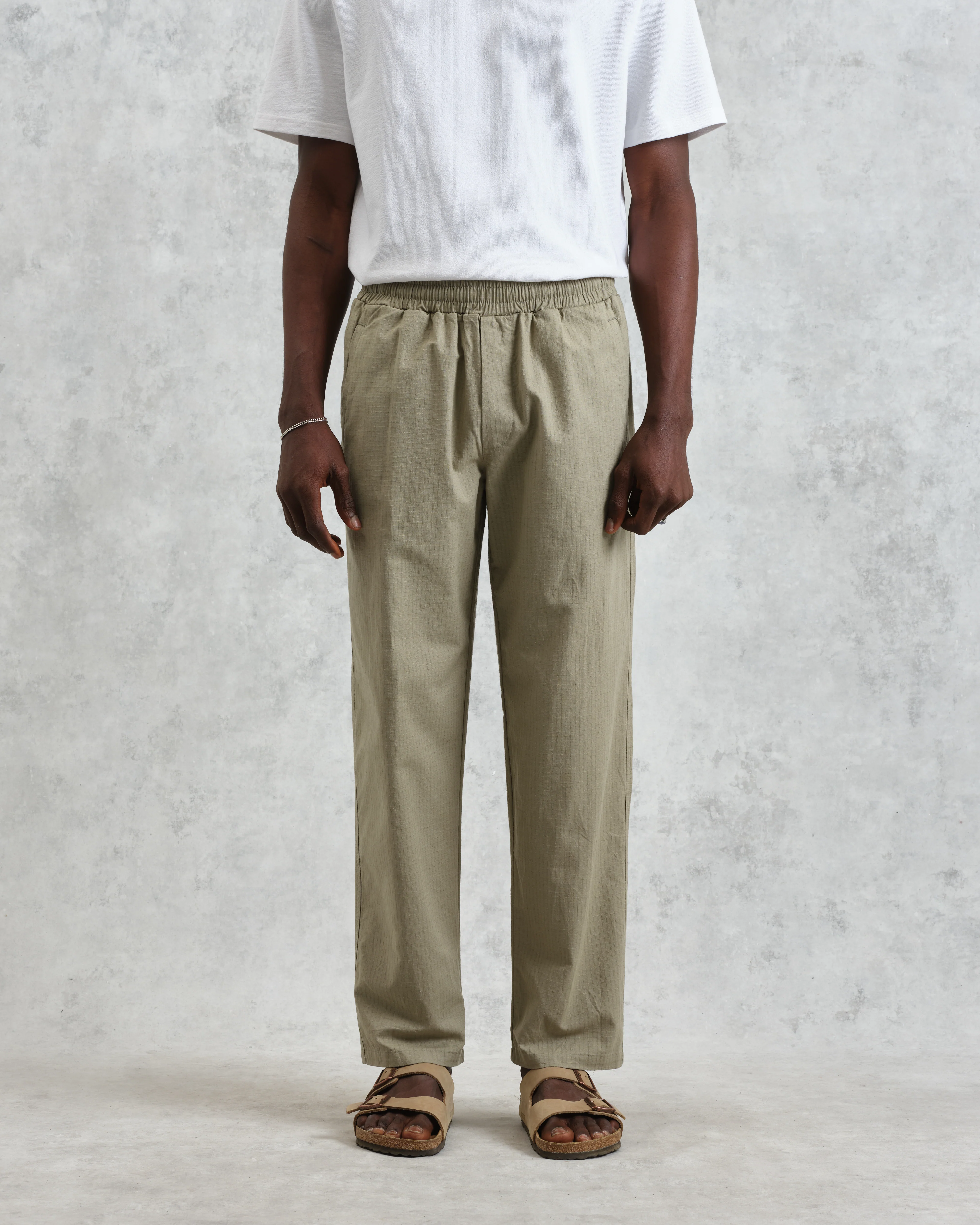 Tyne - Light Khaki Cotton-Linen Ripstop Trousers - Image 3