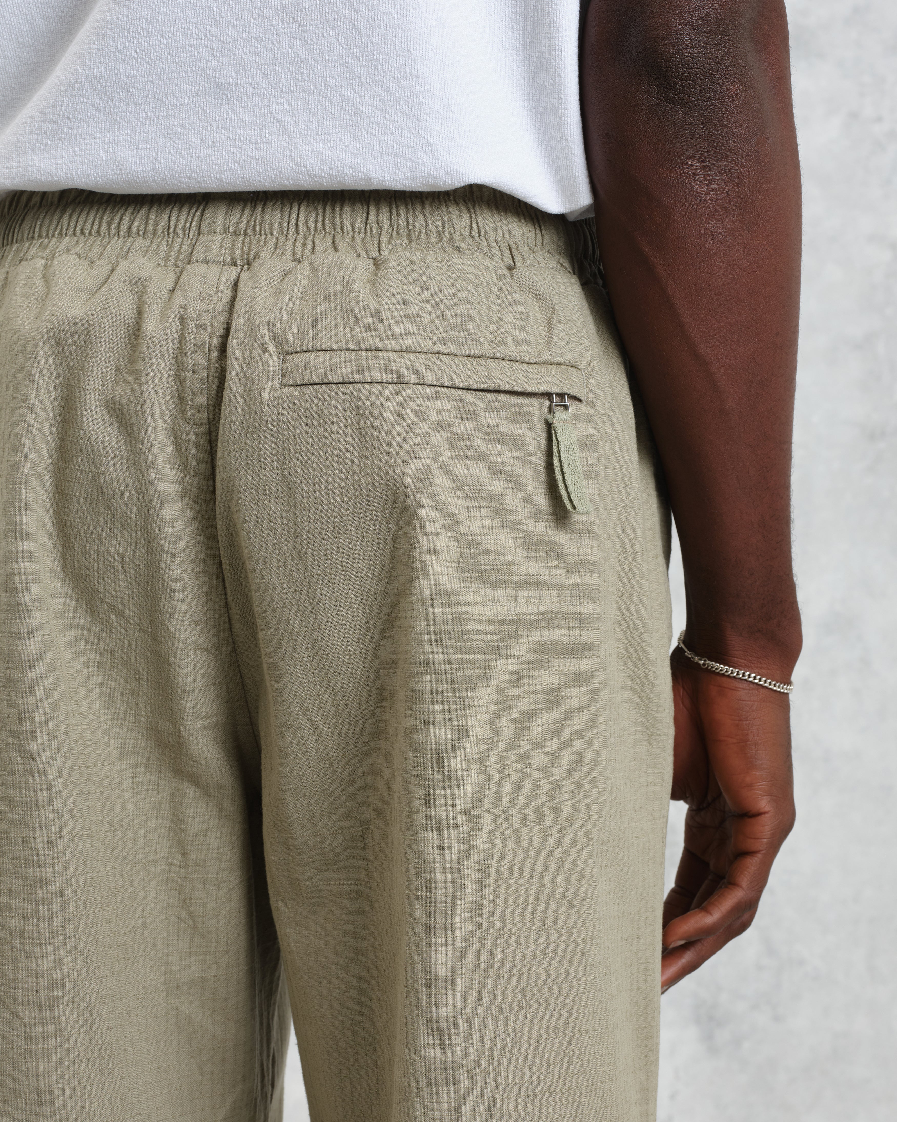 Tyne - Light Khaki Cotton-Linen Ripstop Trousers - Image 7