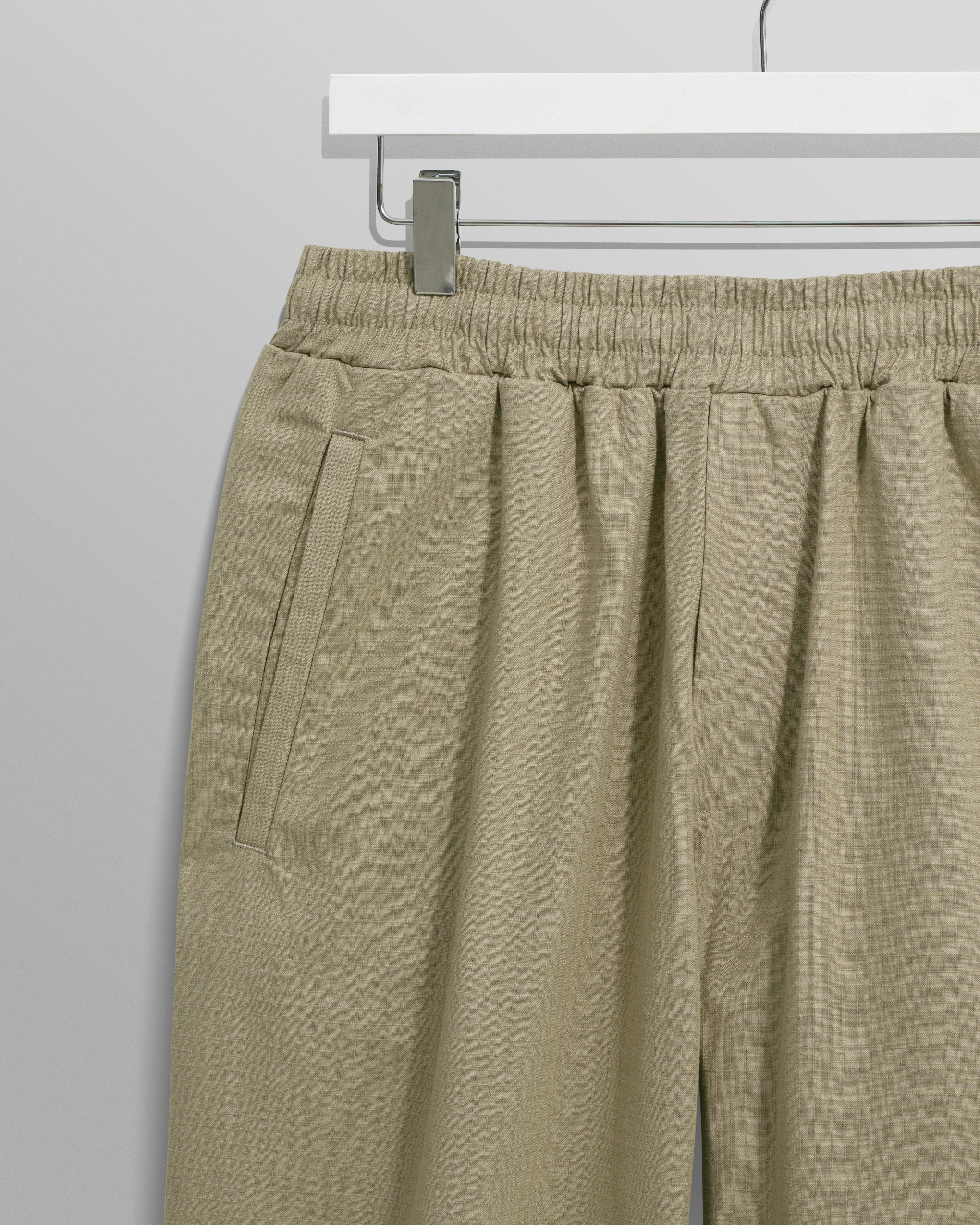 Tyne - Light Khaki Cotton-Linen Ripstop Trousers - Image 8