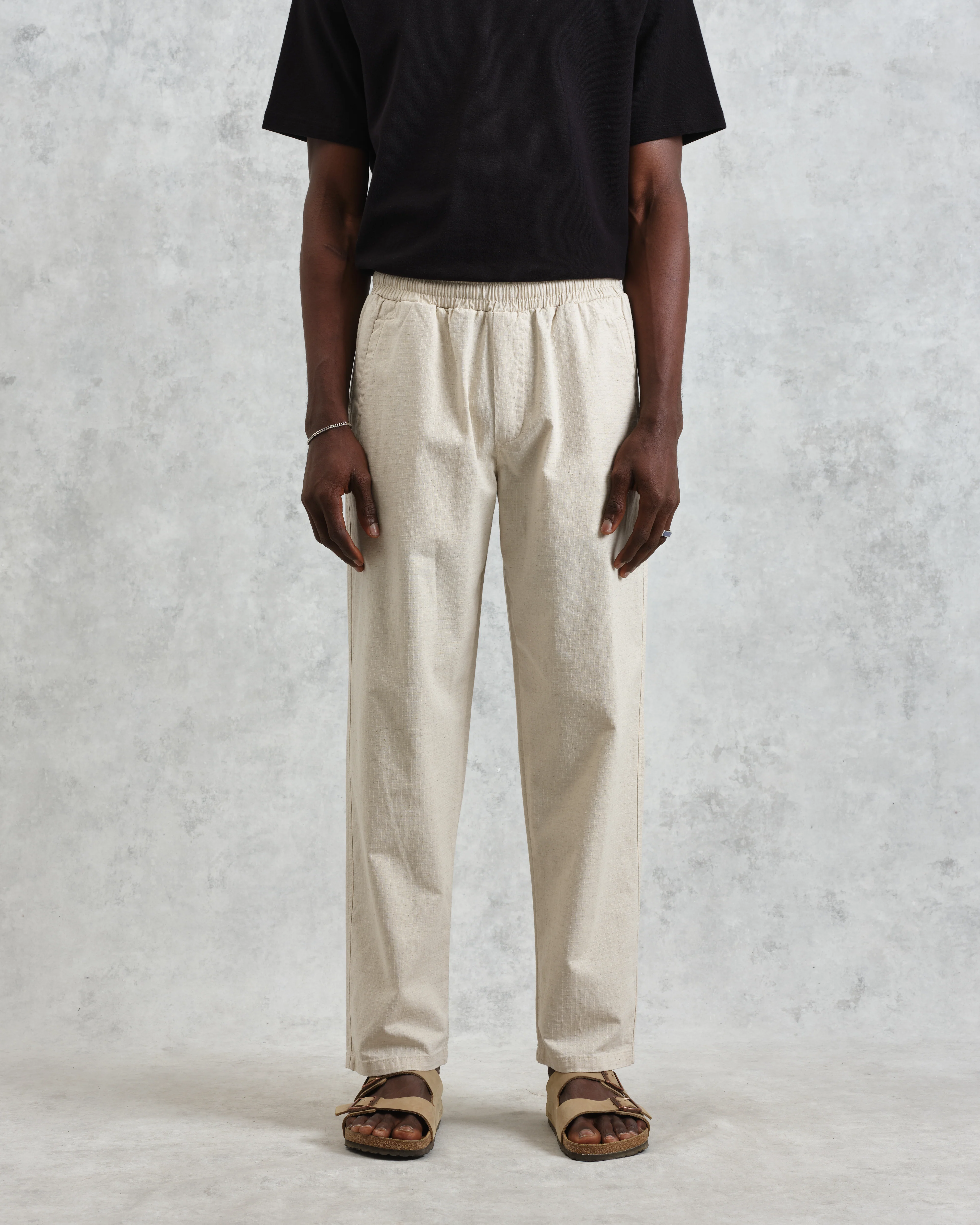 Tyne - Natural Cotton-Linen Ripstop Trousers - Image 3