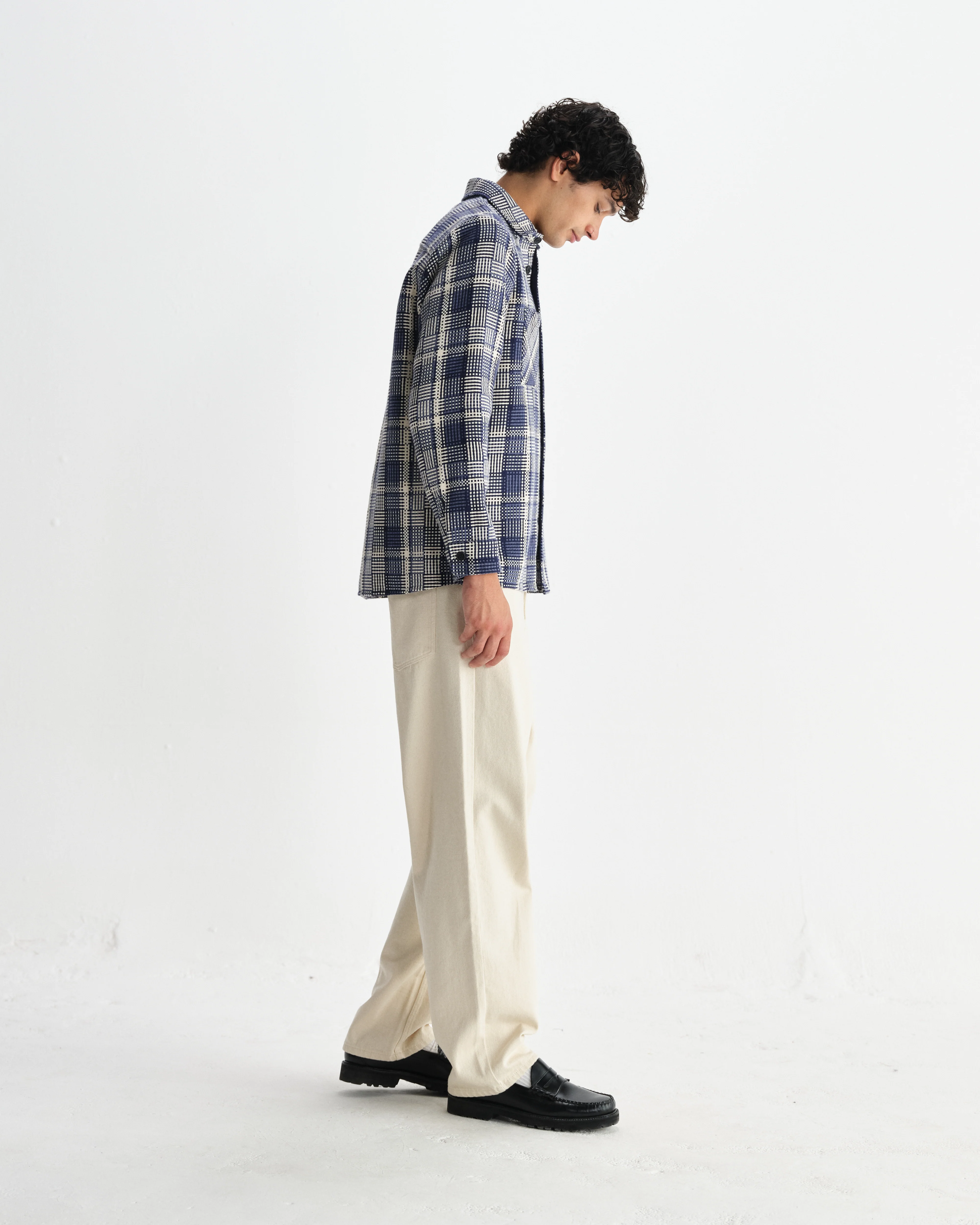 Whiting - Blue And Ecru Basket Weave Overshirt - Image 5