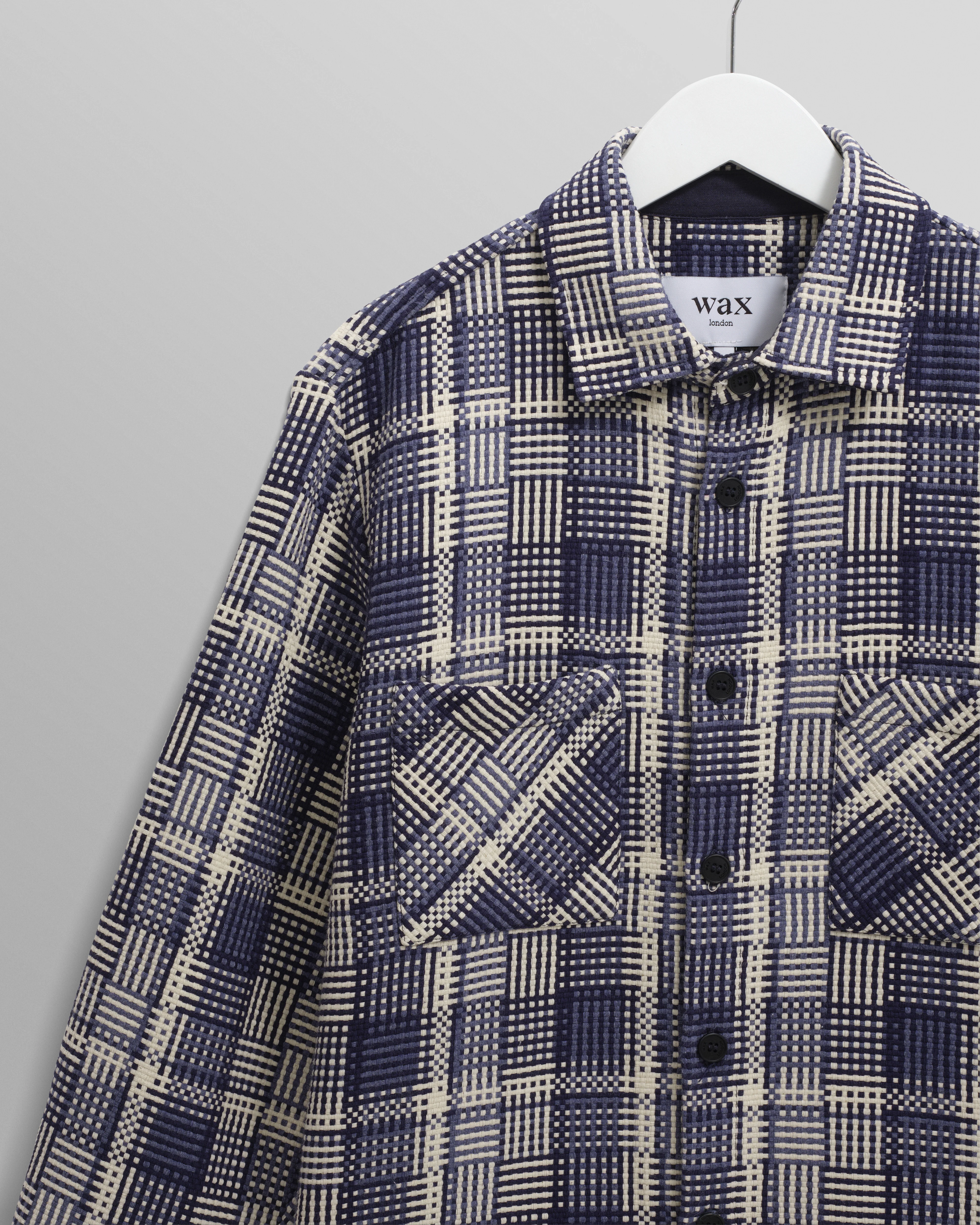 Whiting - Blue And Ecru Basket Weave Overshirt - Image 7