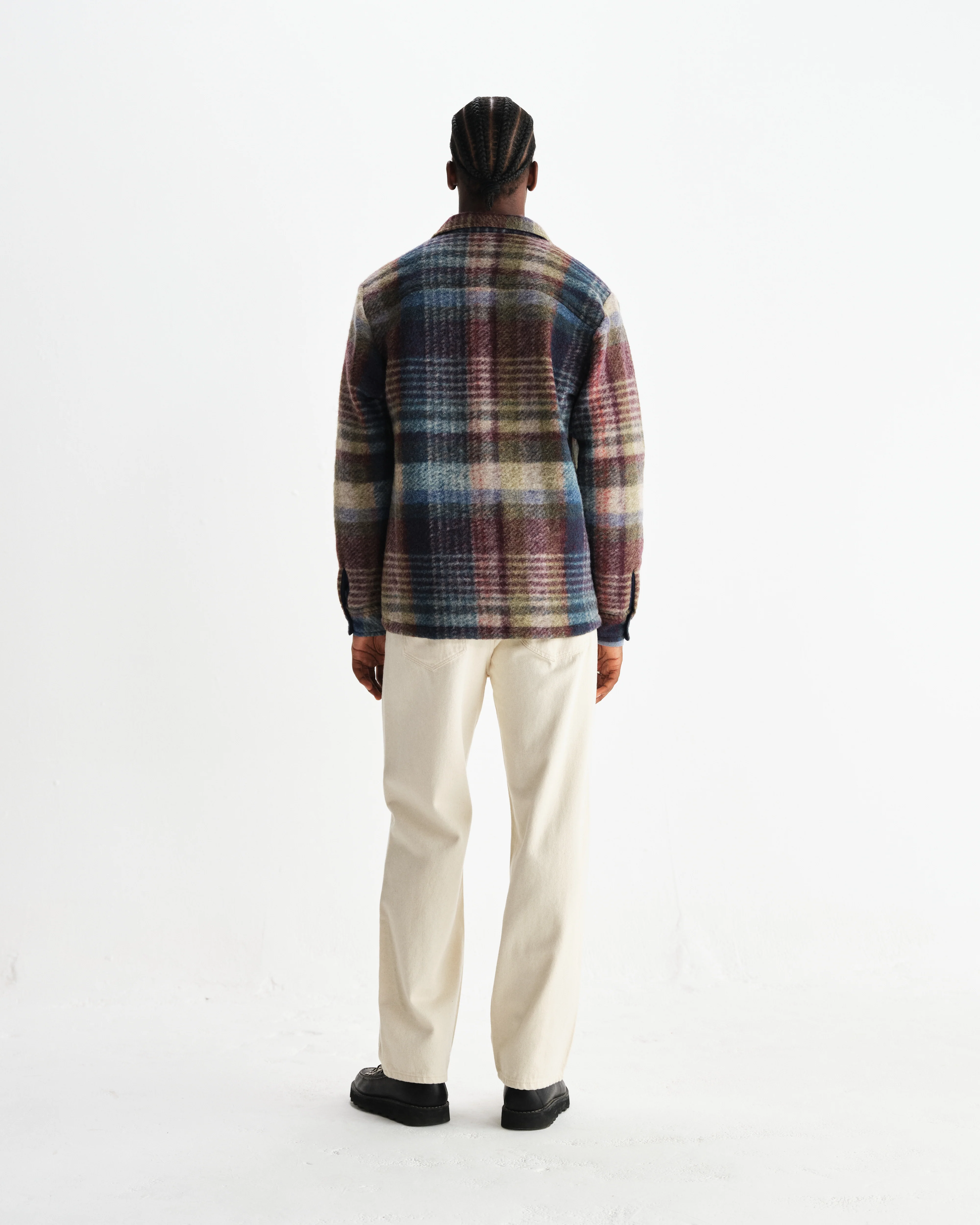 Whiting - Blue And Multicolour Check Wool Overshirt - Image 6