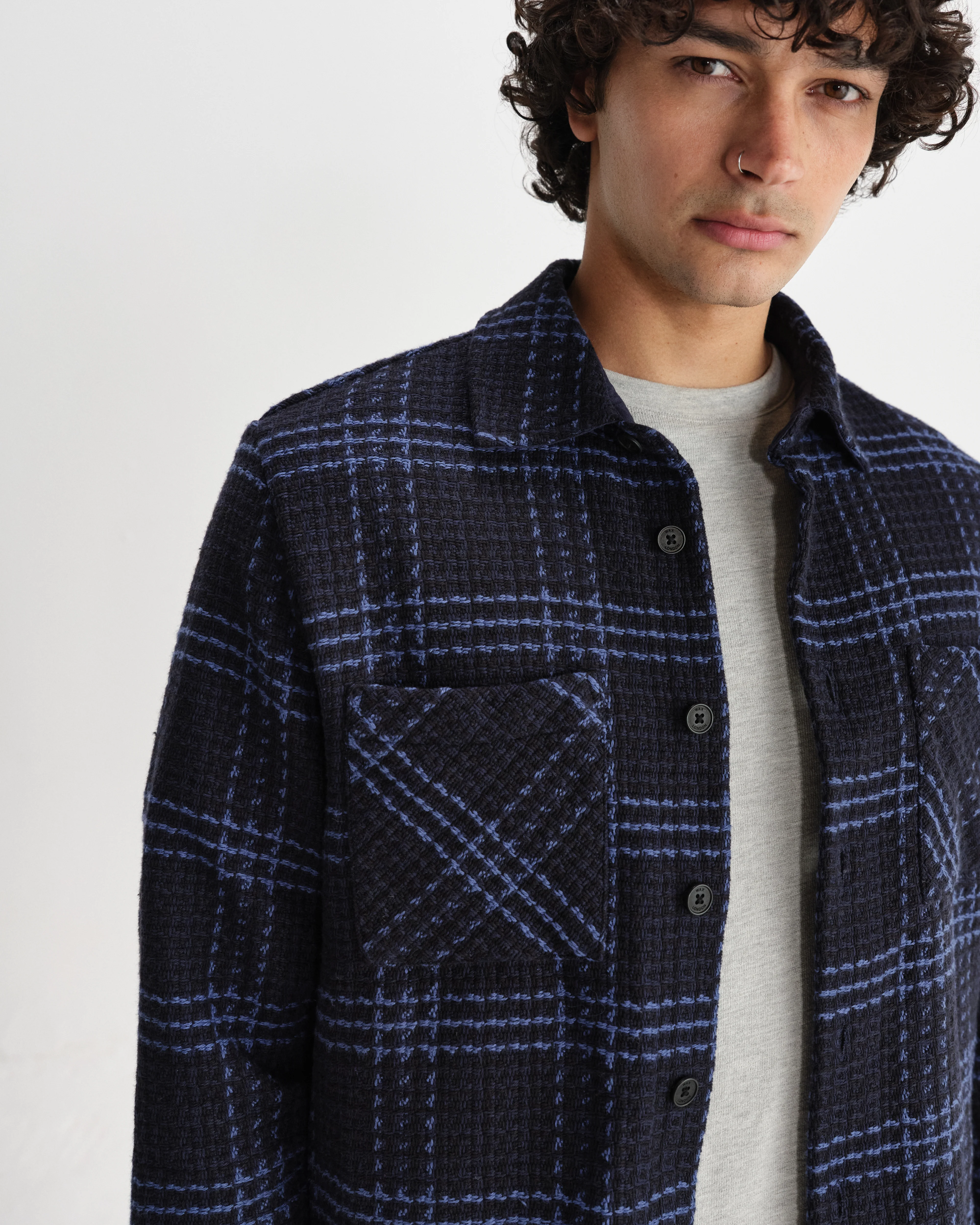 Whiting - Navy And Blue Skate Check Overshirt - Image 3