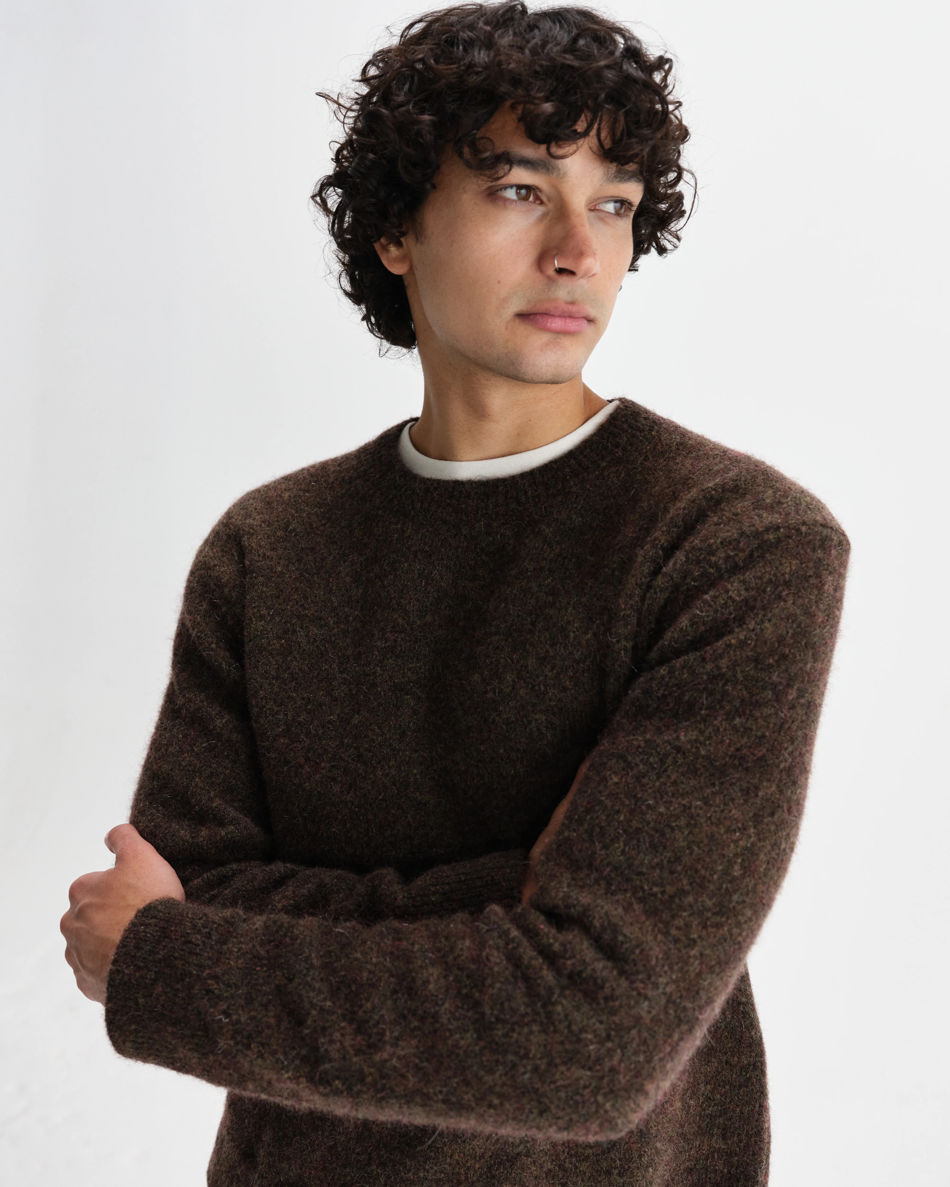 Wilde - Brown Fluffy Wool Crewneck - Image 3