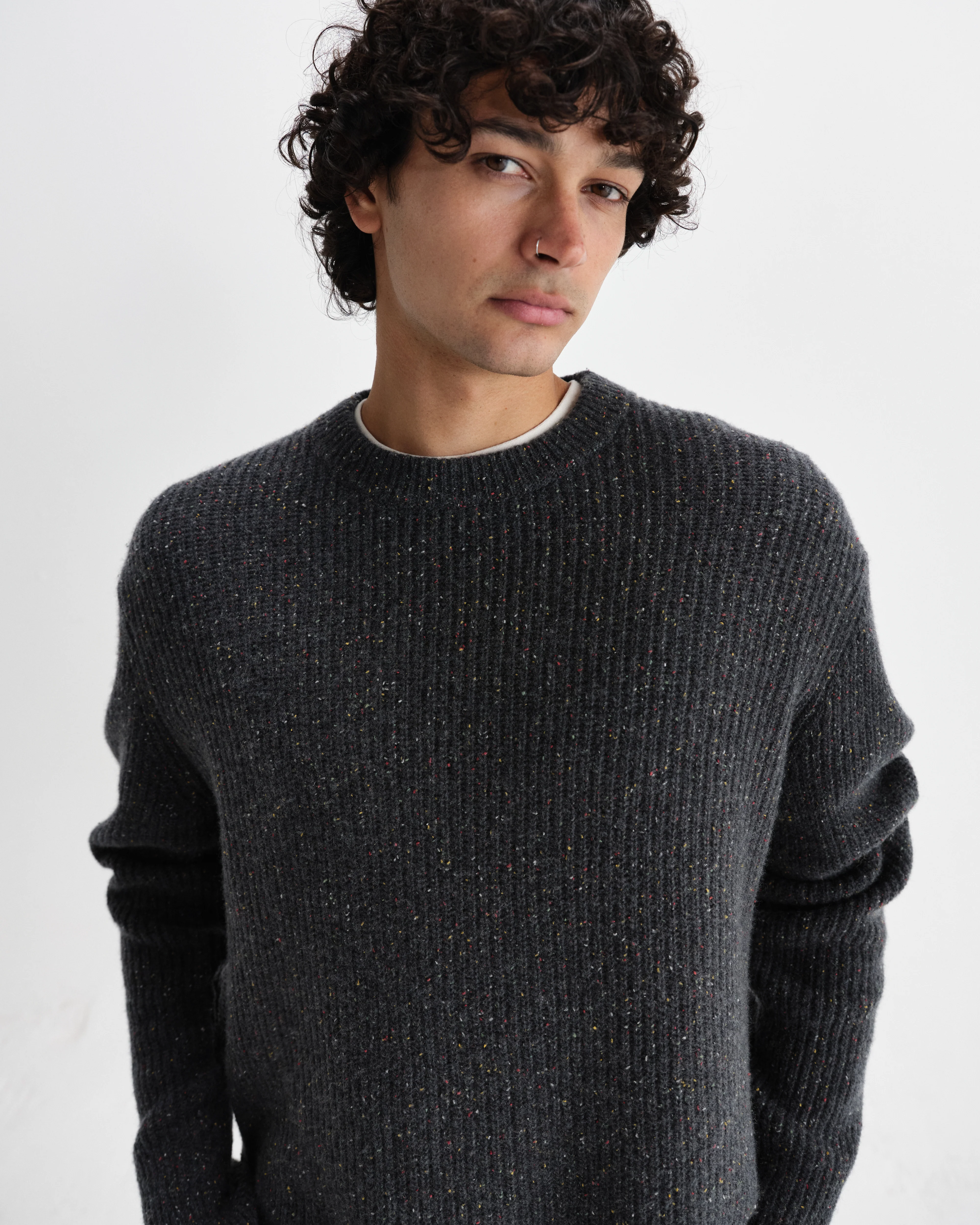 Wilde - Charcoal Donegal Wool Crewneck - Image 3